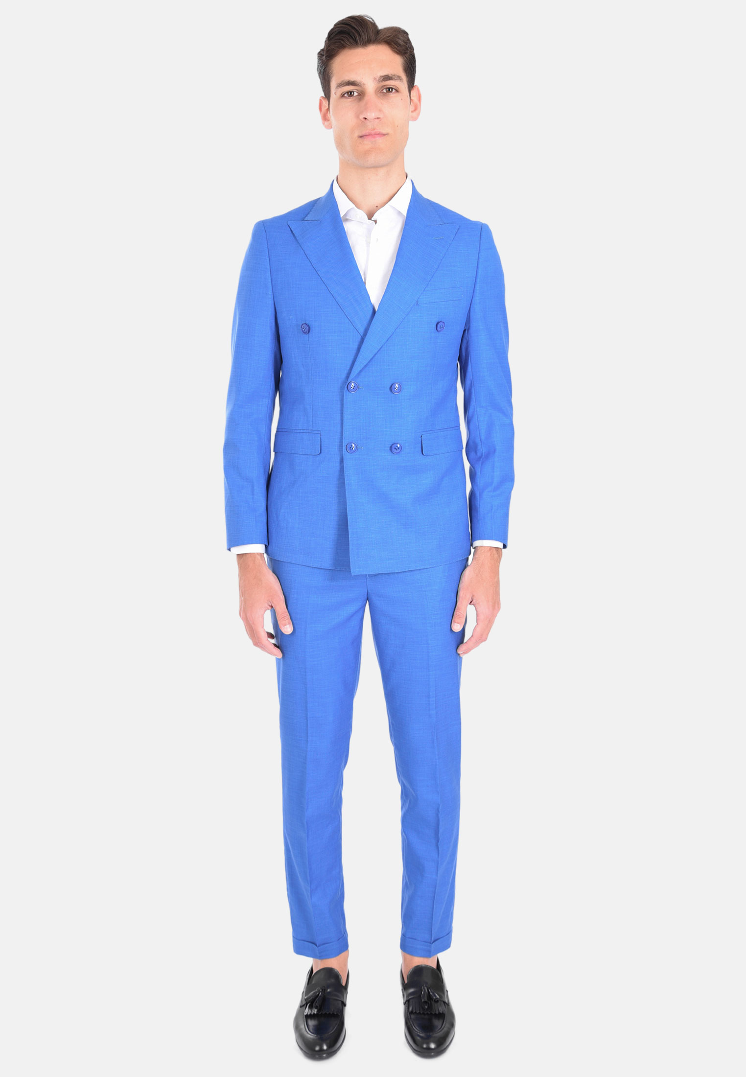 Abito Uomo Elegante Doppiopetto Sartoriale Vestito Completo Cerimonia Slim Fit - Imagen 14 de 18