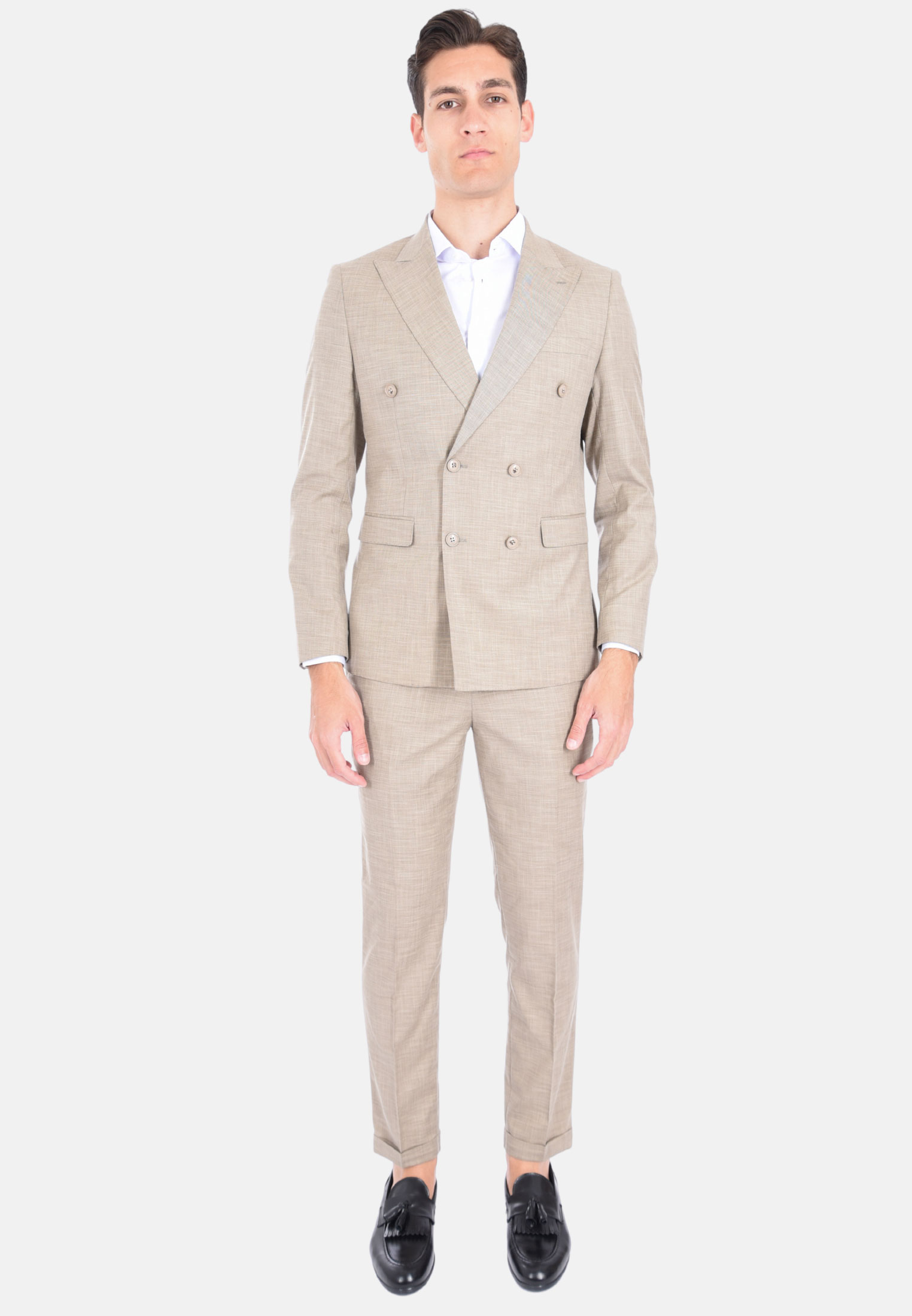 Abito Uomo Elegante Doppiopetto Sartoriale Vestito Completo Cerimonia Slim Fit - Imagen 18 de 18