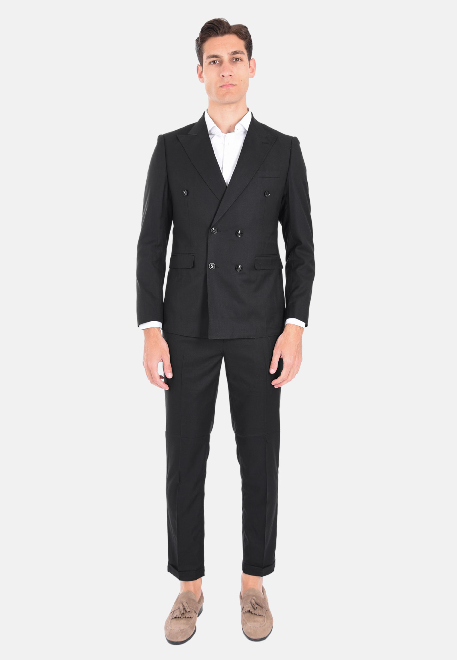 Abito Uomo Elegante Doppiopetto Sartoriale Vestito Completo Cerimonia Slim Fit - Imagen 16 de 18