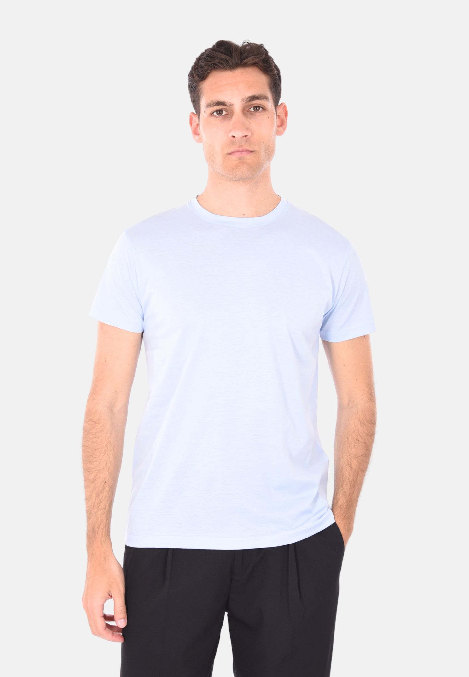Mens Solid Color Scottish Thread Slim T-Shirt 100% Cotton Short Sleeve T-Shirt