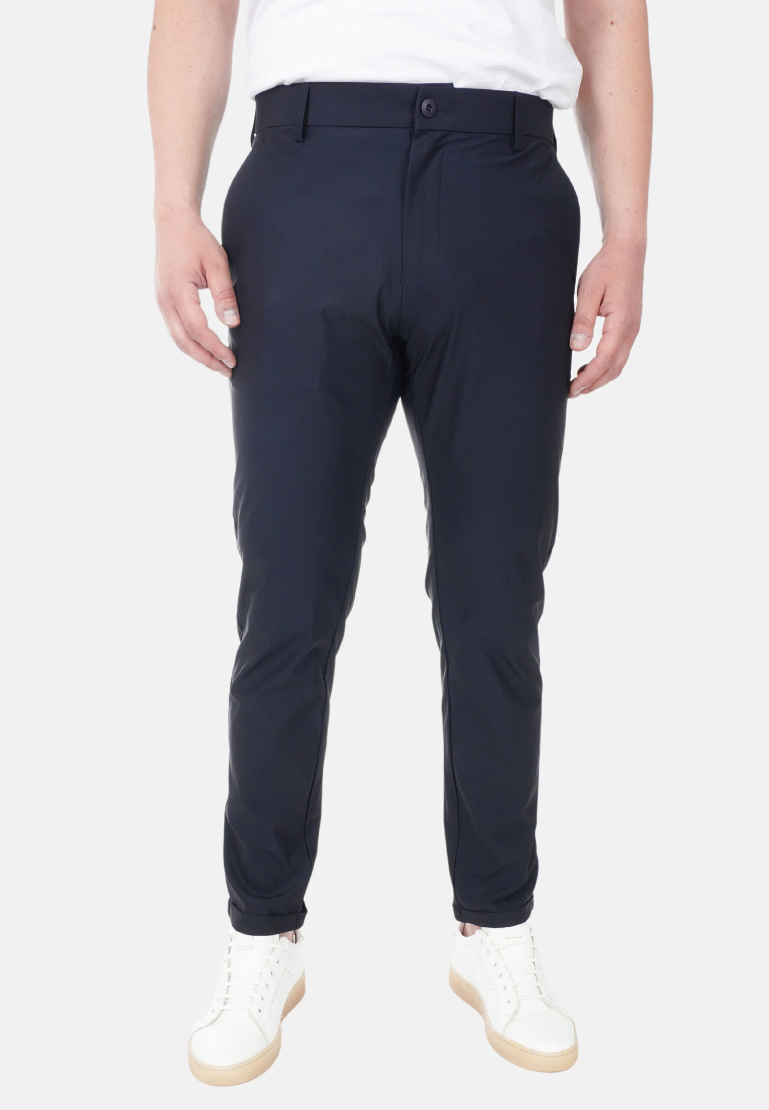Pantaloni Uomo No Stiro Estivi Tinta Unita Leggeri Pantalone Tessuto Sottile - Foto 12 di 14