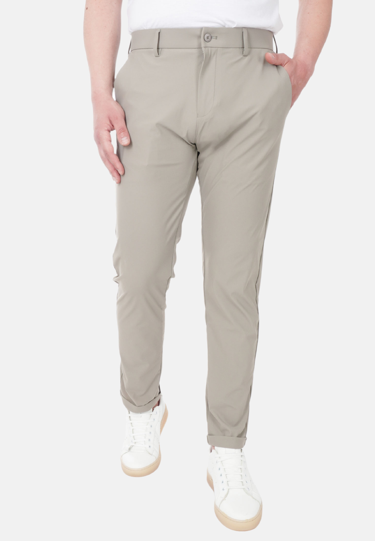 Pantaloni Uomo No Stiro Estivi Tinta Unita Leggeri Pantalone Tessuto Sottile - Foto 14 di 14
