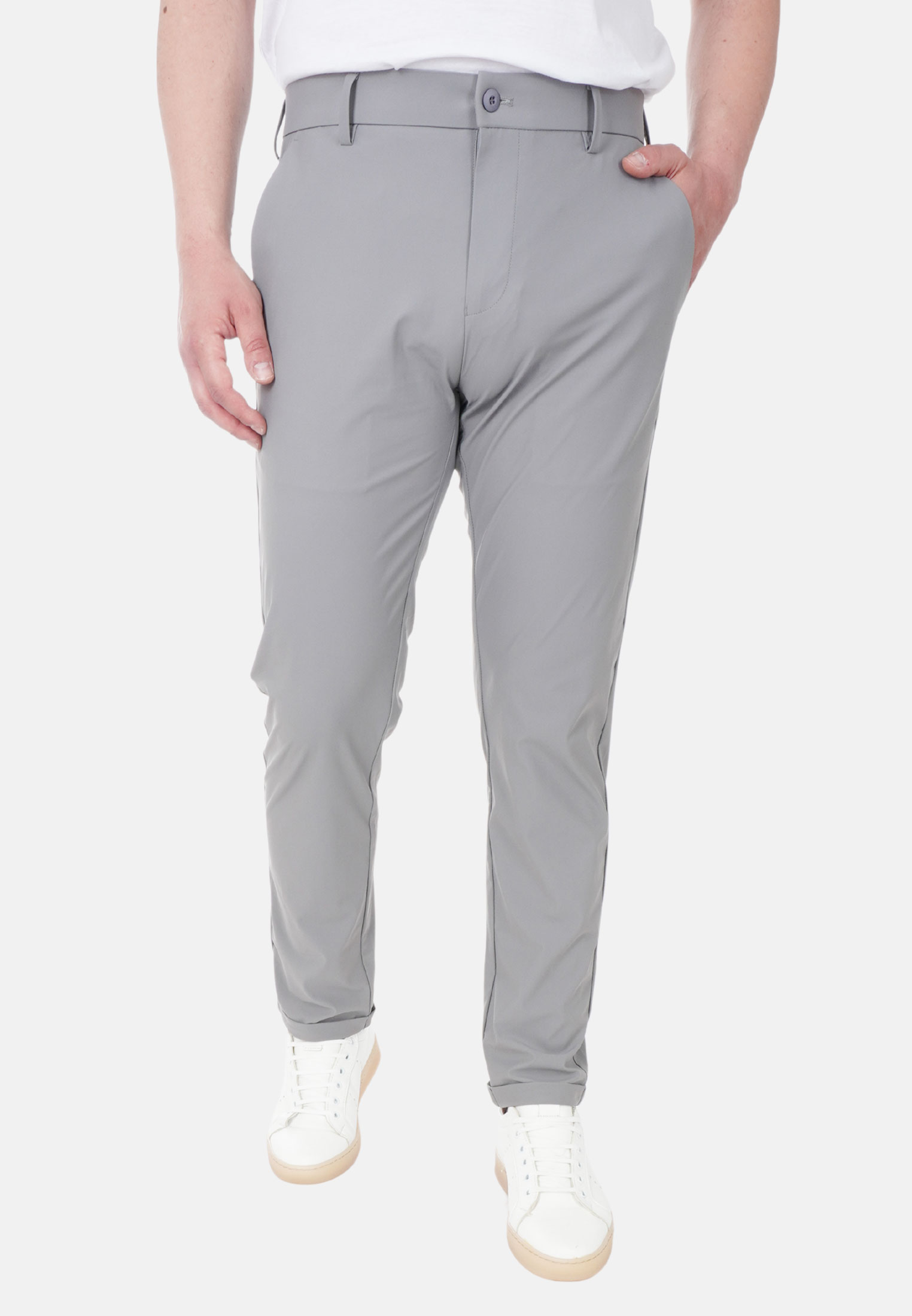 Pantaloni Uomo No Stiro Estivi Tinta Unita Leggeri Pantalone Tessuto Sottile - Foto 11 di 14