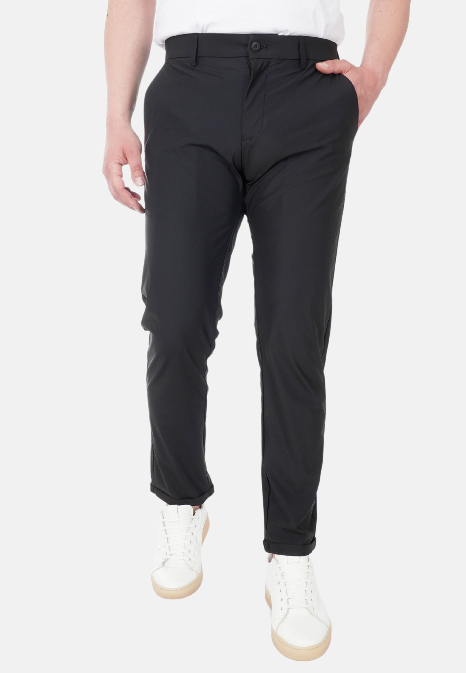 Pantaloni Uomo No Stiro Estivi Tinta Unita Leggeri Pantalone Tessuto Sottile - Foto 13 di 14
