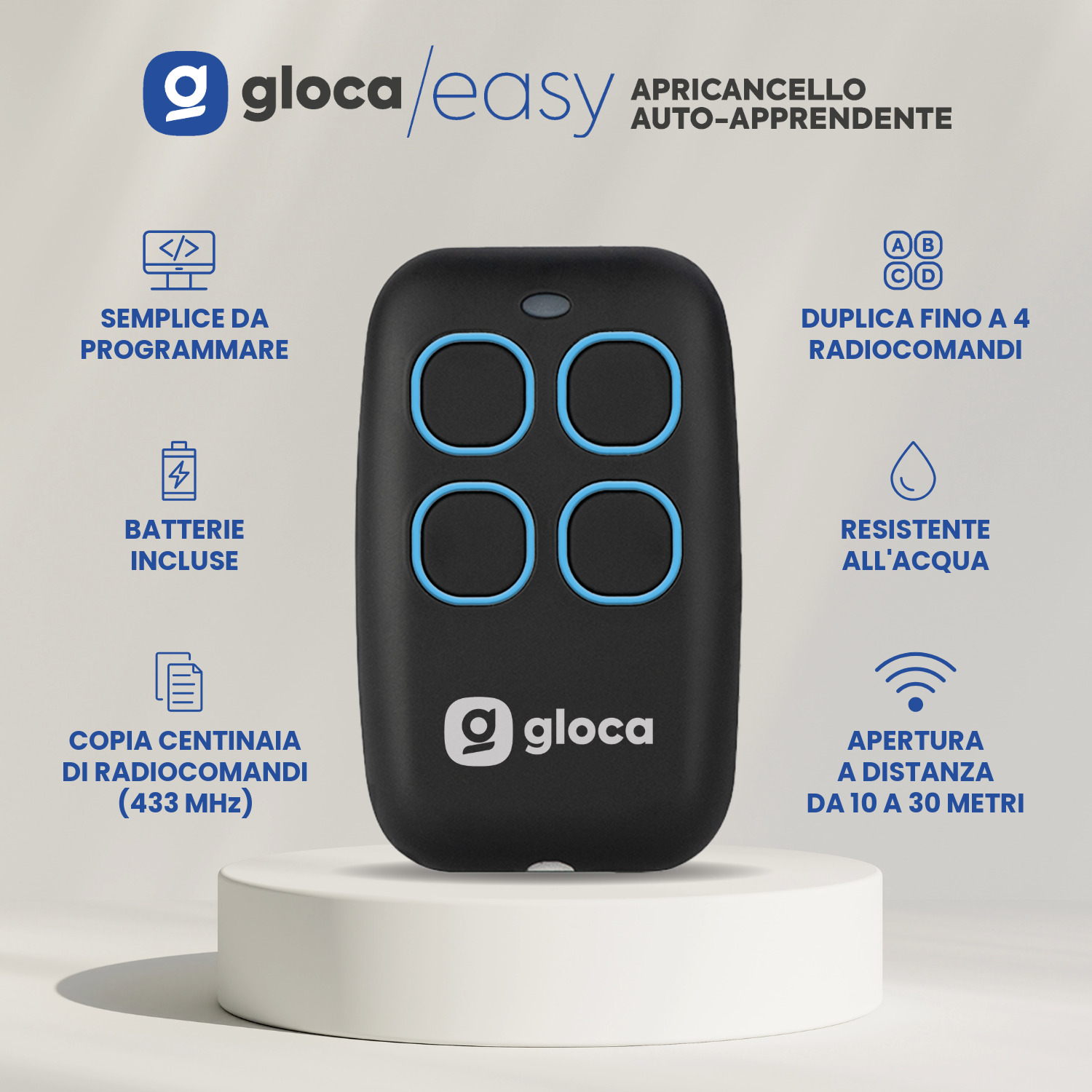 gloca Fernbedienung Toröffner Easy Garage Selbstlernend 4 Kanäle Frequenz 4 - Bild 6 von 24