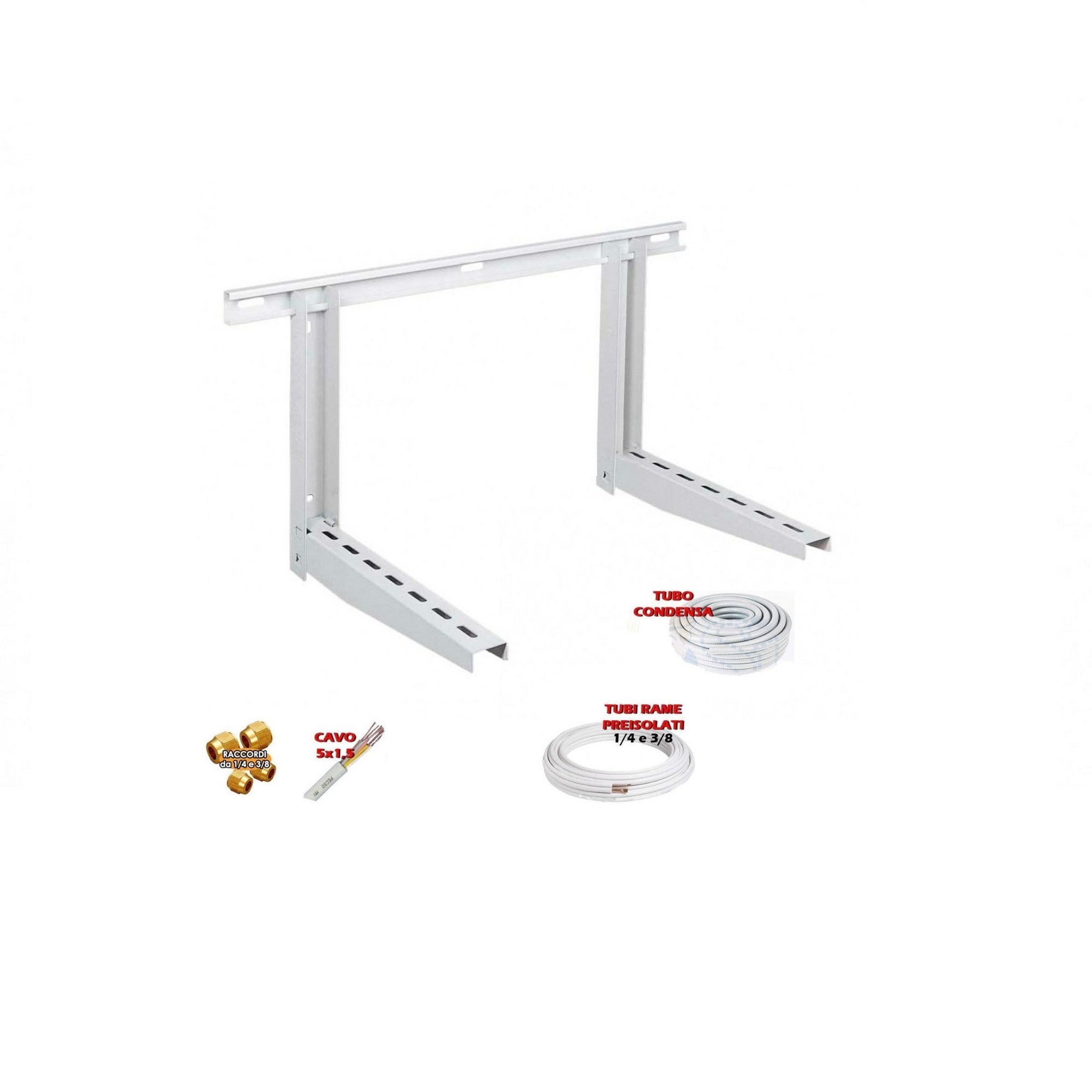 Kit Installazione Climatizzatore Condizionatore 3m tubo rame 1/4" e 3/8" staffe