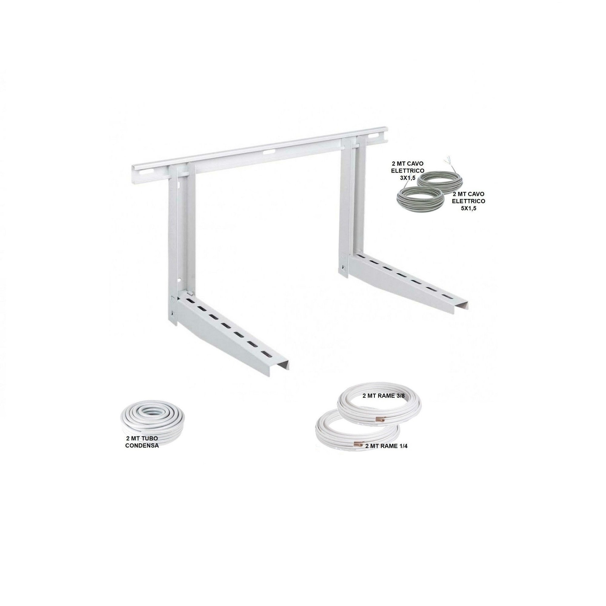 Kit installazione condizionatore climatizzatore monosplit 2m tubo rame 1/4" 3/8