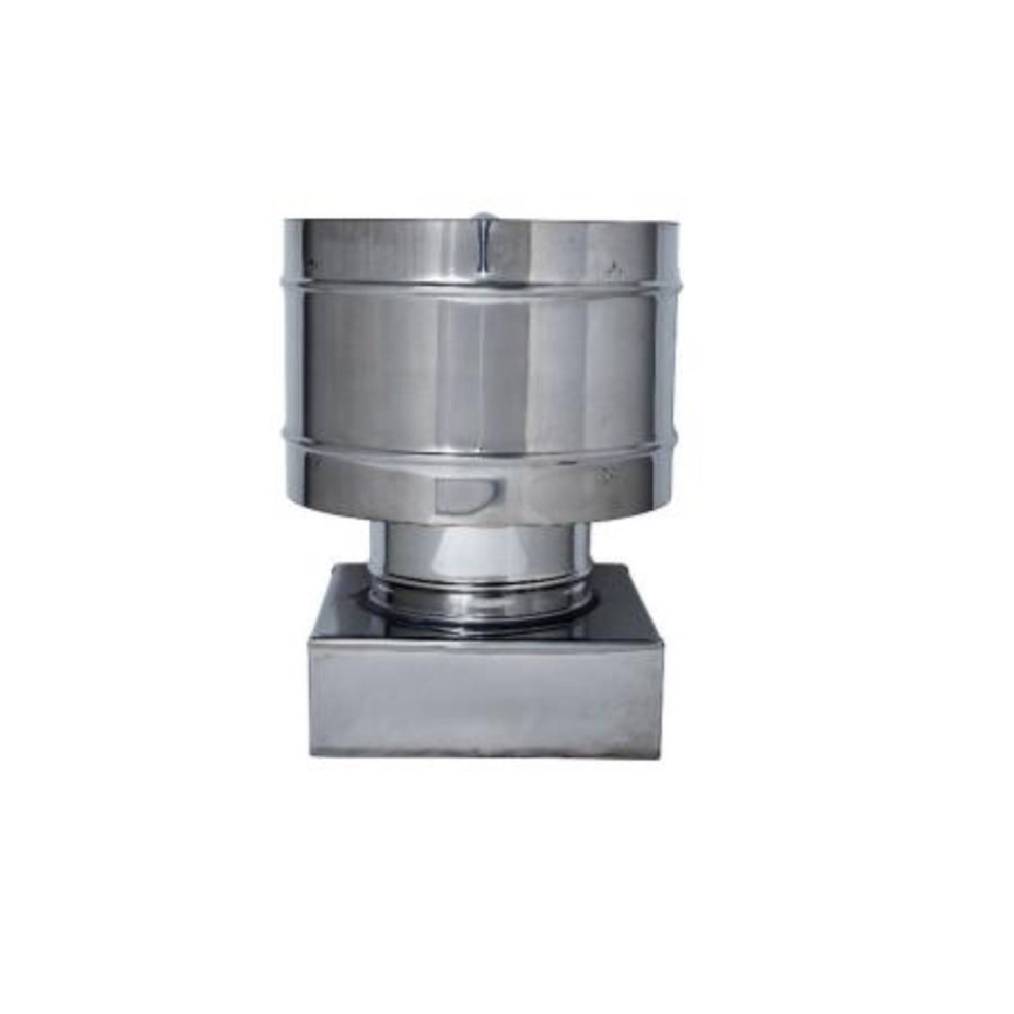 Antivento a base quadrata terminale della canna fumaria con disco antipioggia acciaio inox diverse misure 55 X 55