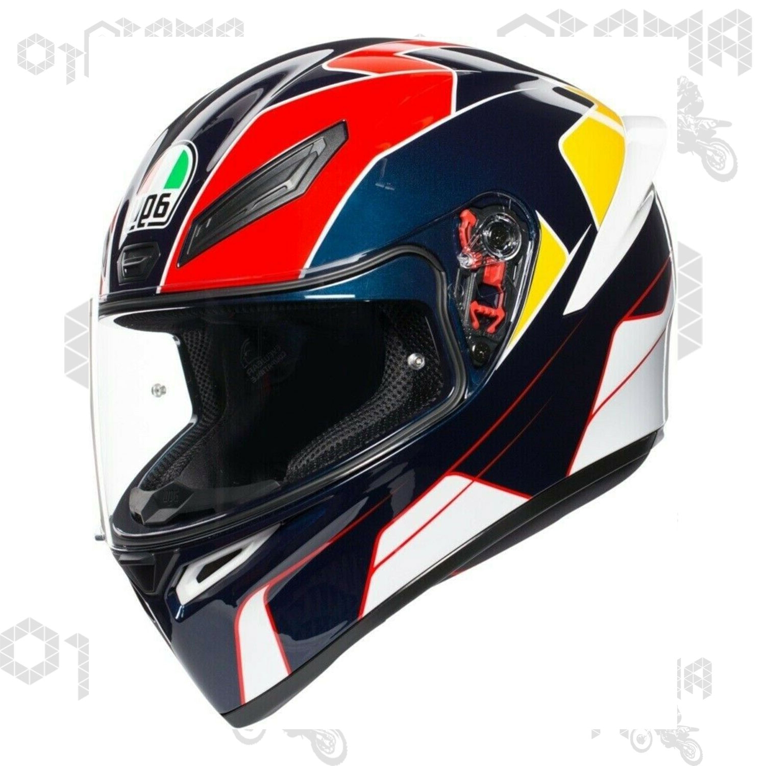 Casco integrale da moto con doppio specchio.