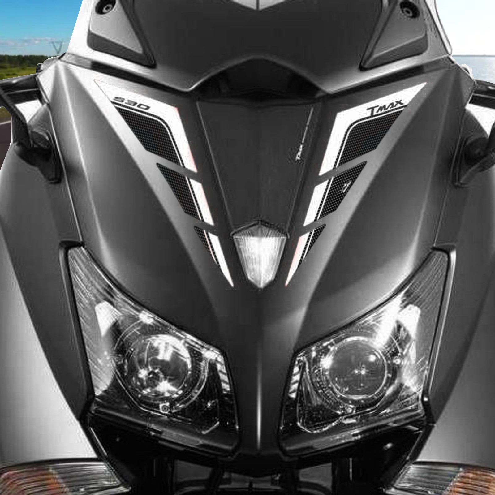 Adesivi 3D Compatibili Con Yamaha TMAX 2001-2007 Pedana Bianco - 7