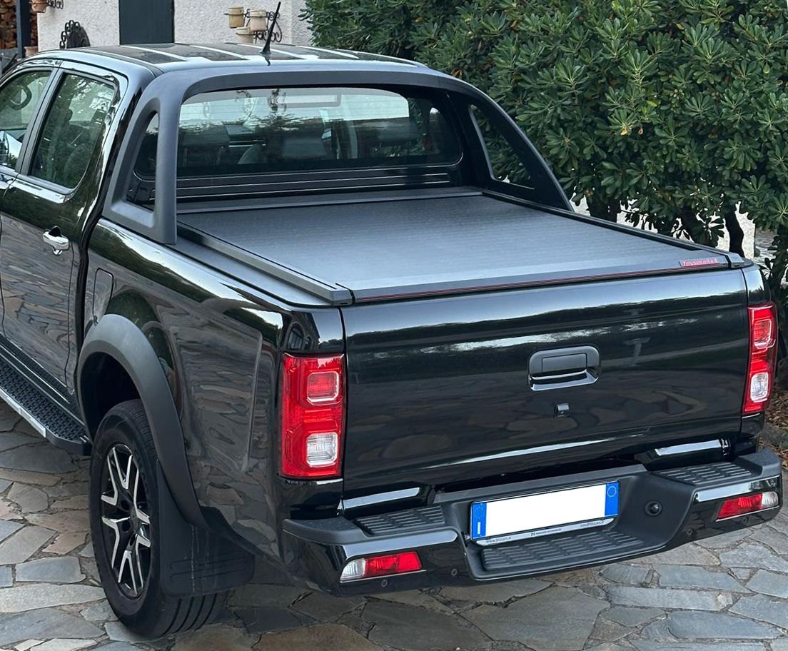 Hansen Styling Parts Copertura per vano carico adatto per Ford Ranger – Extra Cab / cabina corta (2012-2022) – 3 pezzi pieghevole – alluminio nero verniciato a polvere