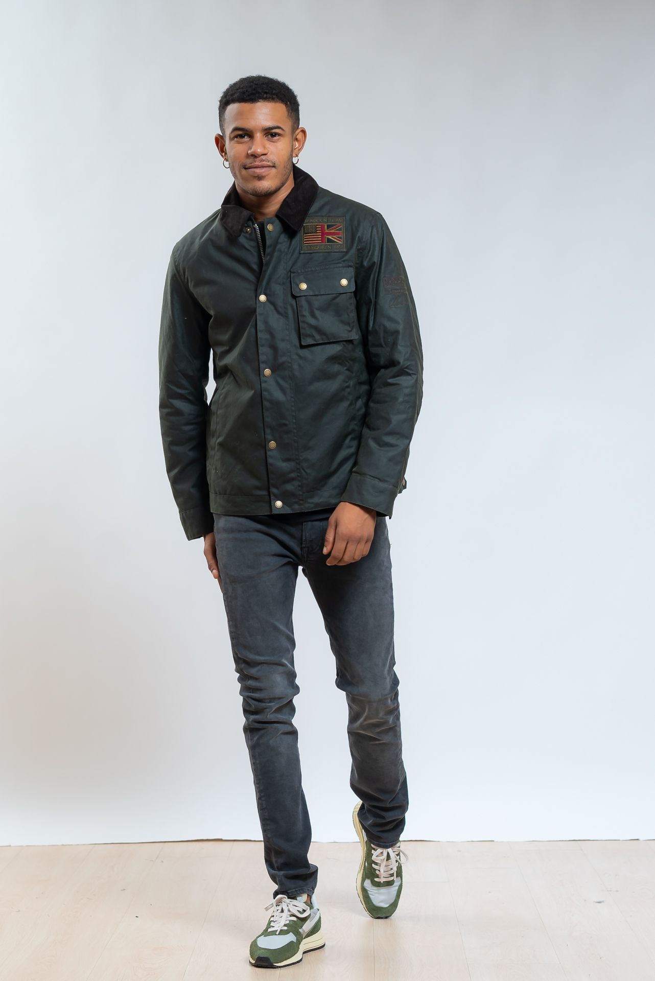 BARBOUR INTERNATIONAL GIACCA CERATA WORKERS WAX SAGE VERDE