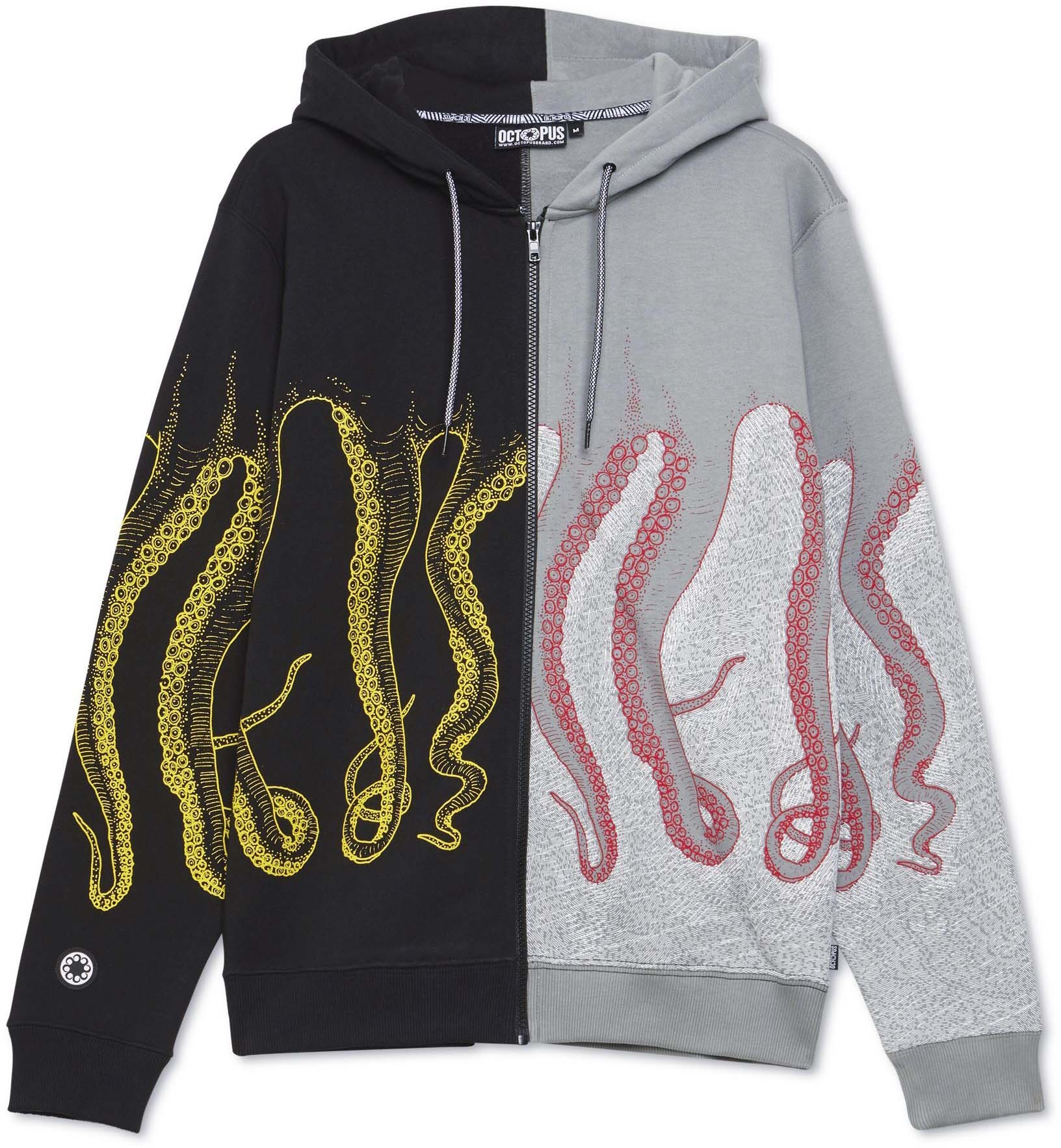 Octopus felpa Half Zip Hoodie black grey multicolor | eBay