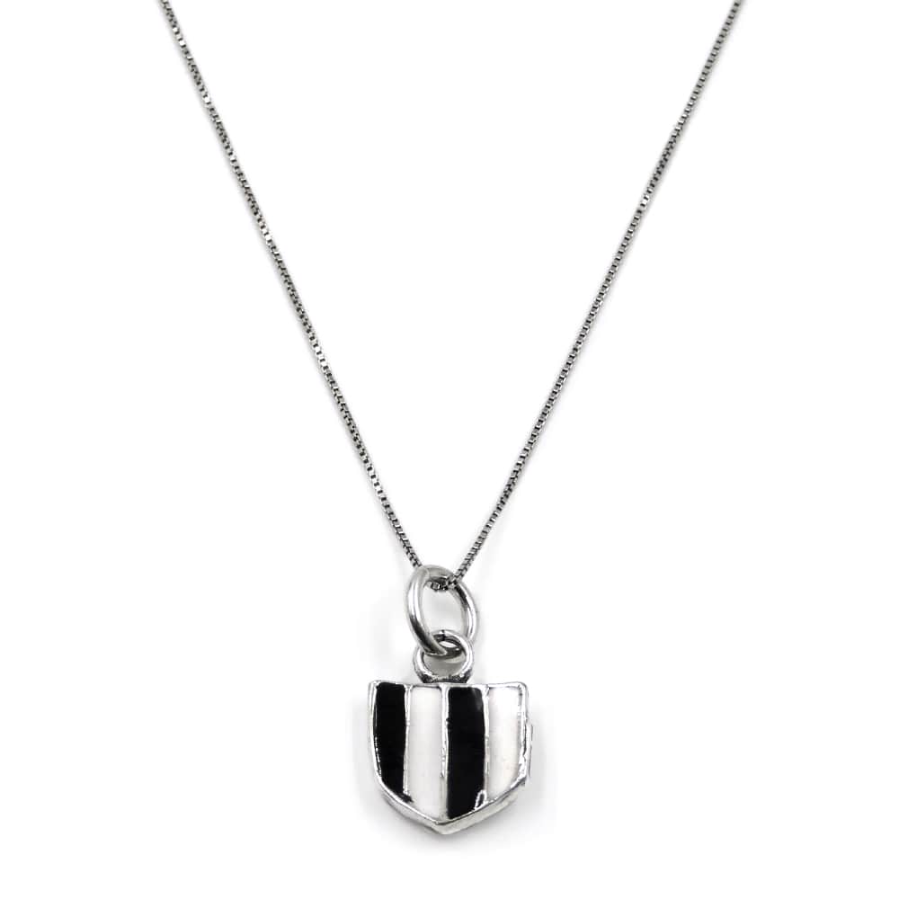 Collana con Ciondolo Scudetto in Argento Smaltato Rossonero Neroazzurro Biancone - Foto 4 di 18