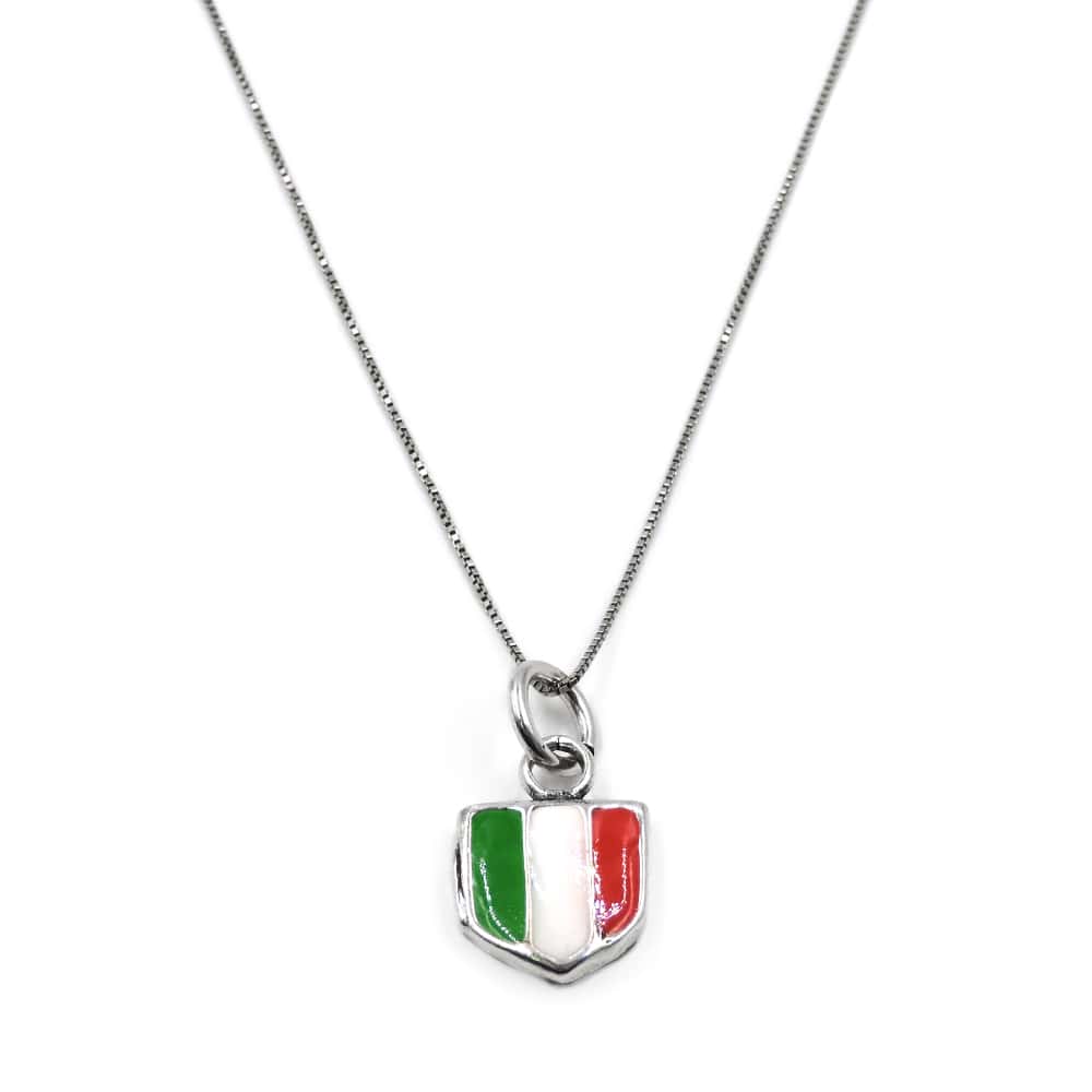 Collana con Ciondolo Scudetto in Argento Smaltato Rossonero Neroazzurro Biancone - Foto 11 di 18