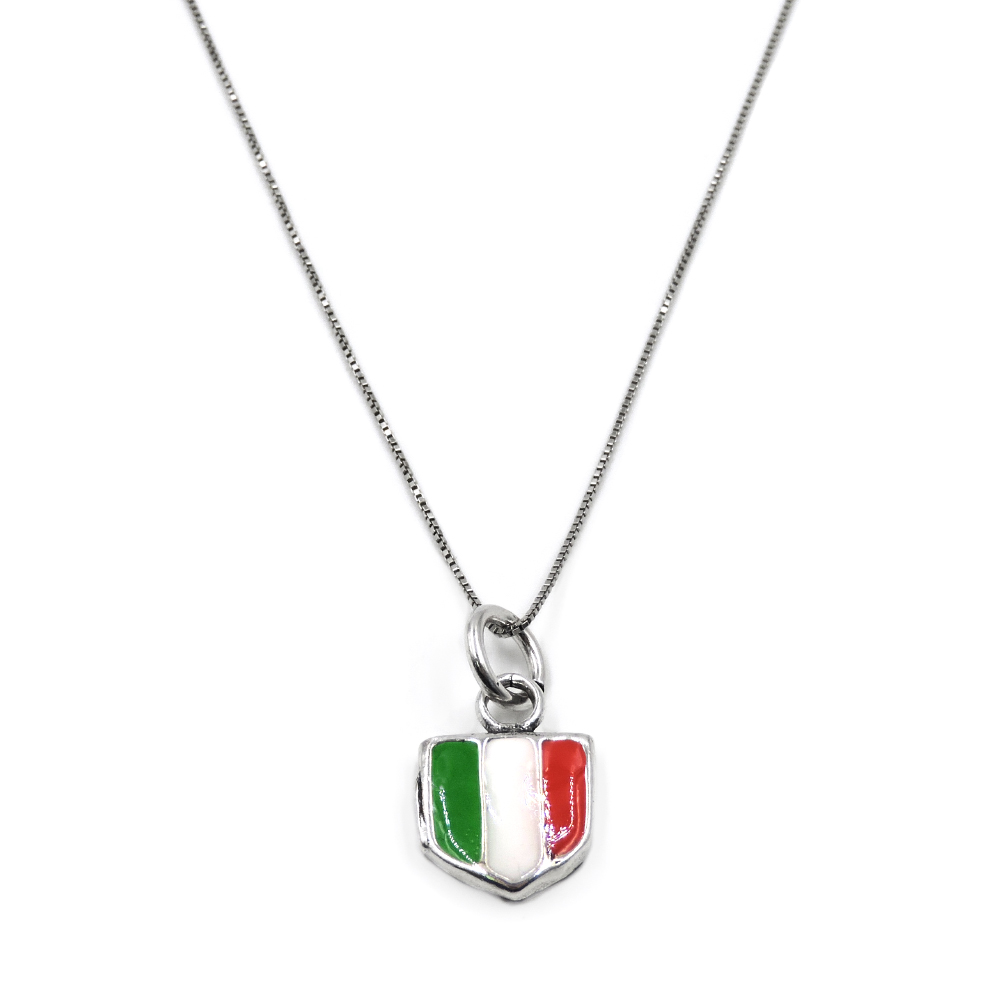 Collana con Ciondolo Scudetto in Argento Smaltato Rossonero Neroazzurro Biancone - Foto 16 di 18
