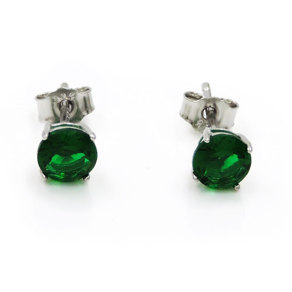 Orecchini Bottoncino in Argento 925 e Pietra Tonda Colorata - Foto 12 di 18