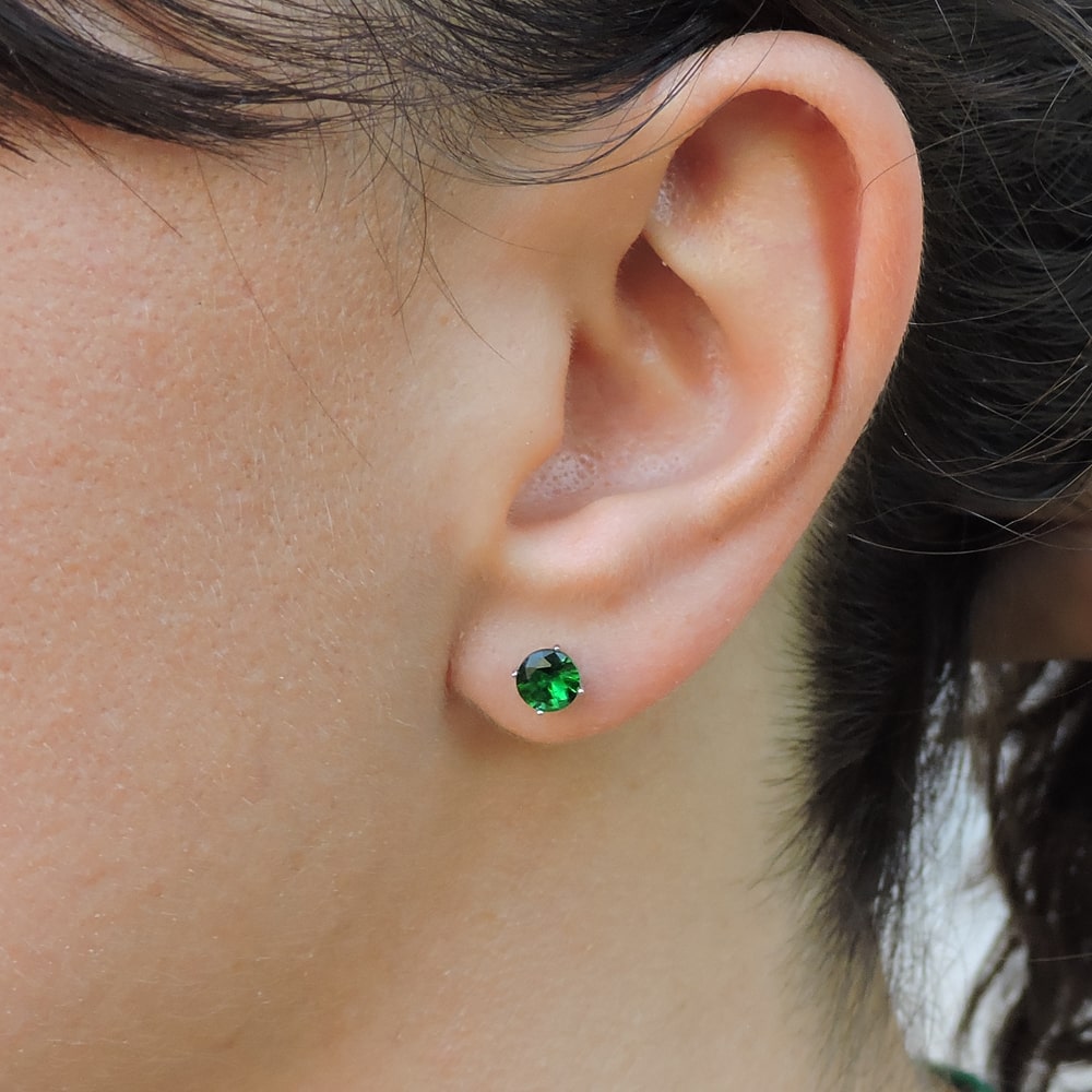 Orecchini Bottoncino in Argento 925 e Pietra Tonda Colorata - Foto 13 di 18