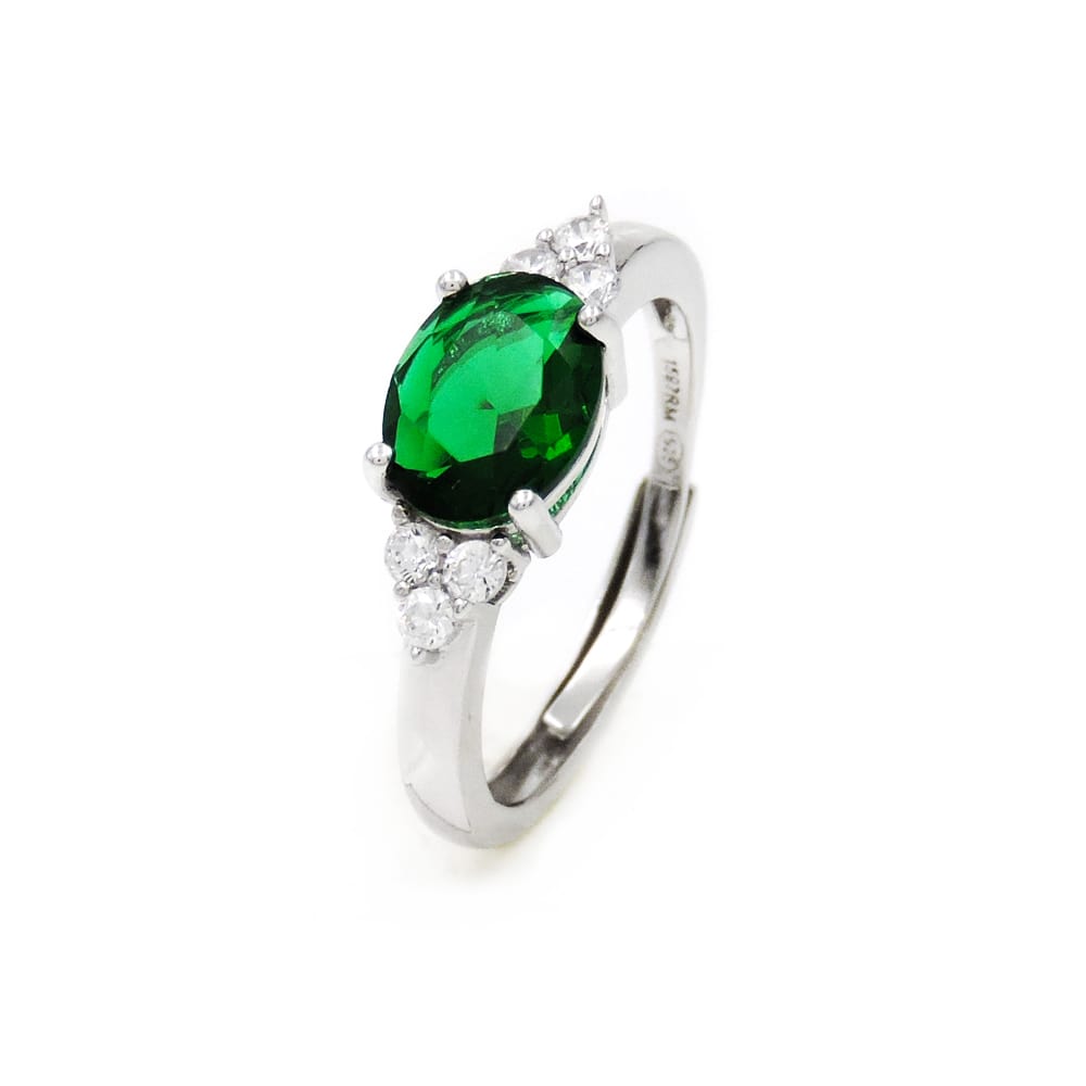 Anello in Argento Sterling 925 Rodiato con Pietra Ovale Grande Misura Regolabile - Foto 8 di 22