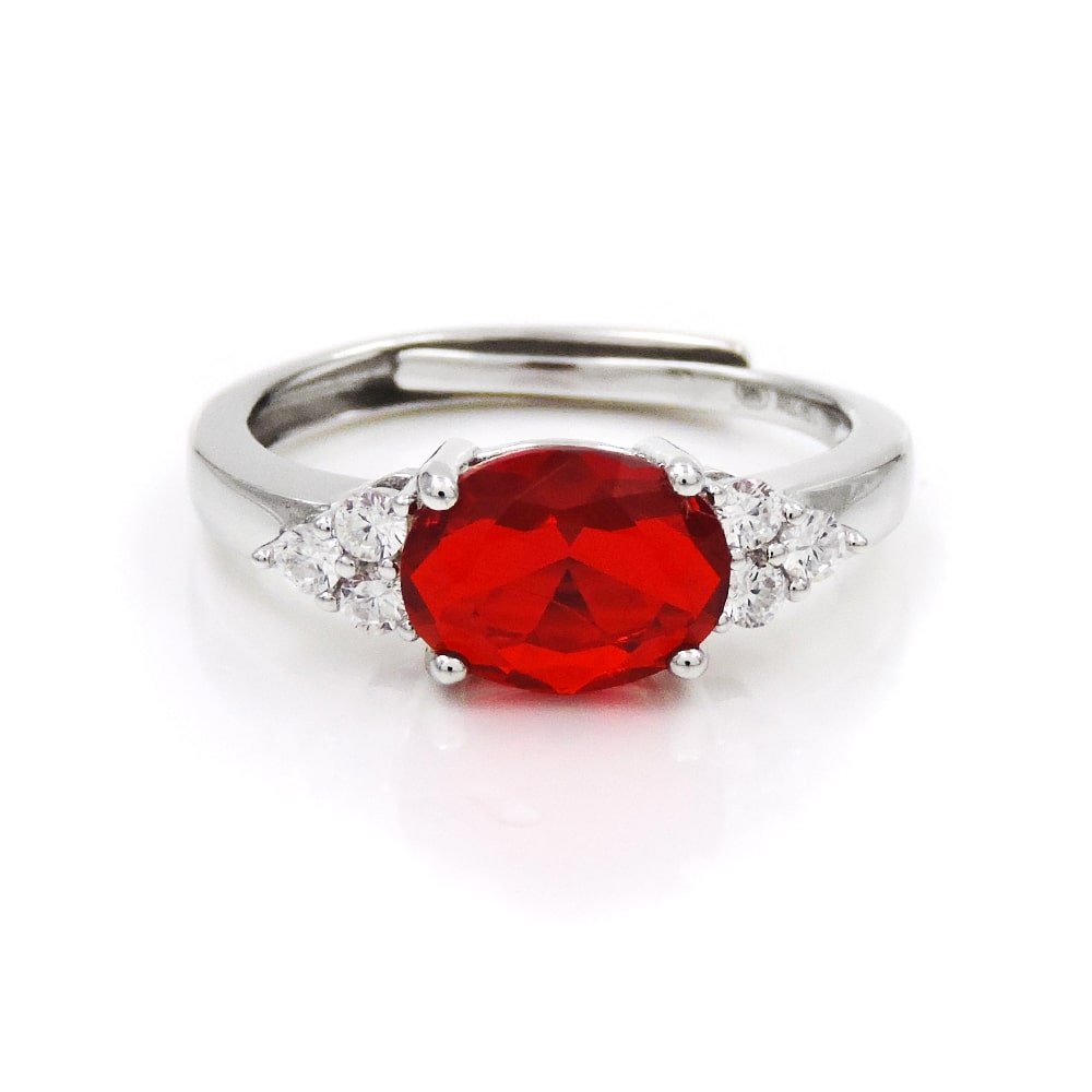Anello in Argento Sterling 925 Rodiato con Pietra Ovale Grande Misura Regolabile - Foto 7 di 22