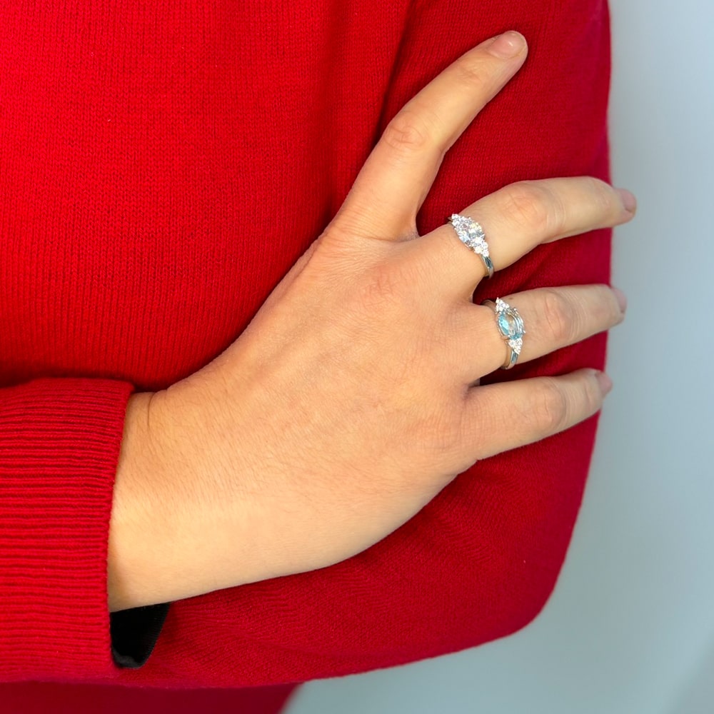 Anello in Argento Sterling 925 Rodiato con Pietra Ovale Grande Misura Regolabile - Foto 17 di 22