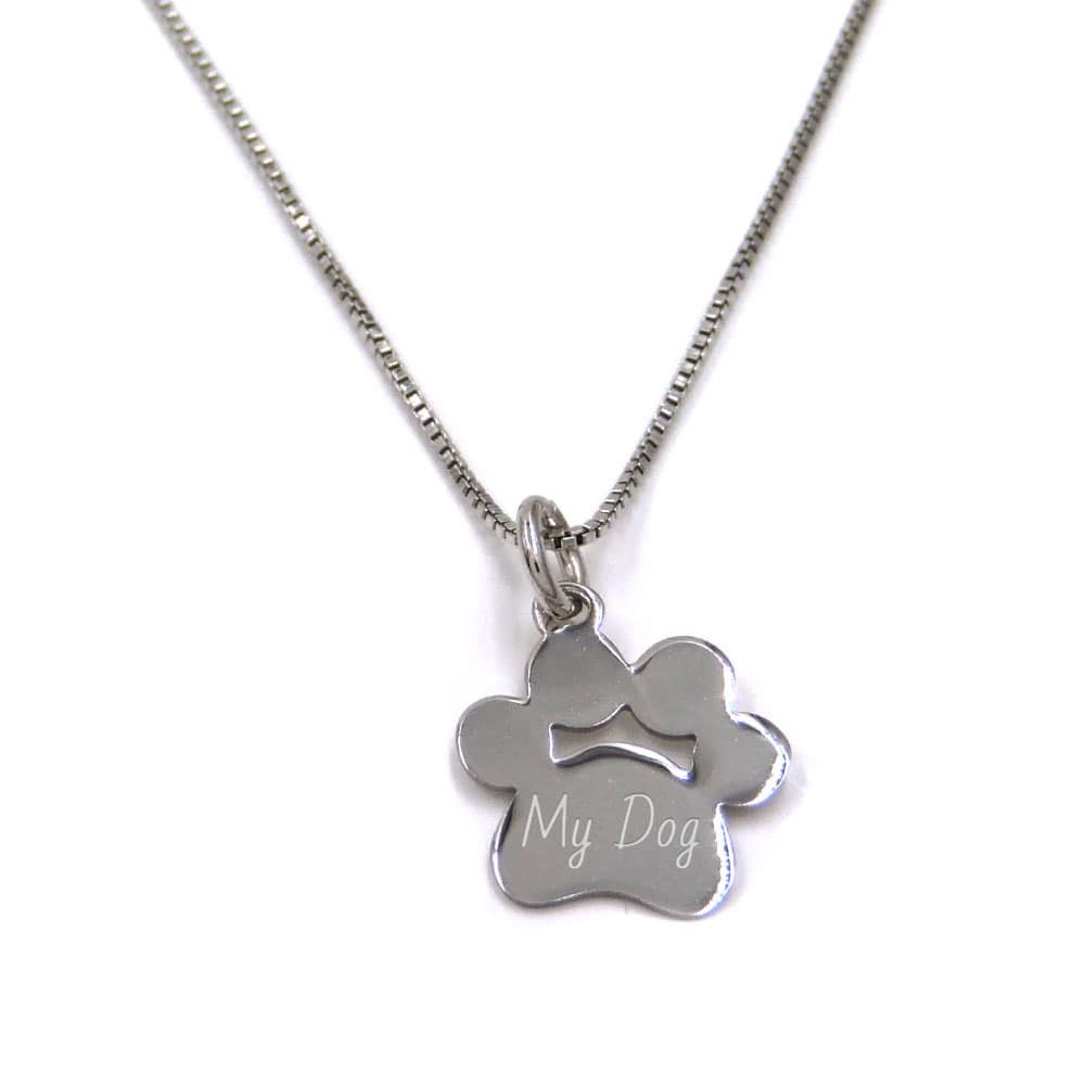 Collana Medaglietta Zampa Cane in Argento Personalizzabile con Incisione Nome - Foto 3 di 12