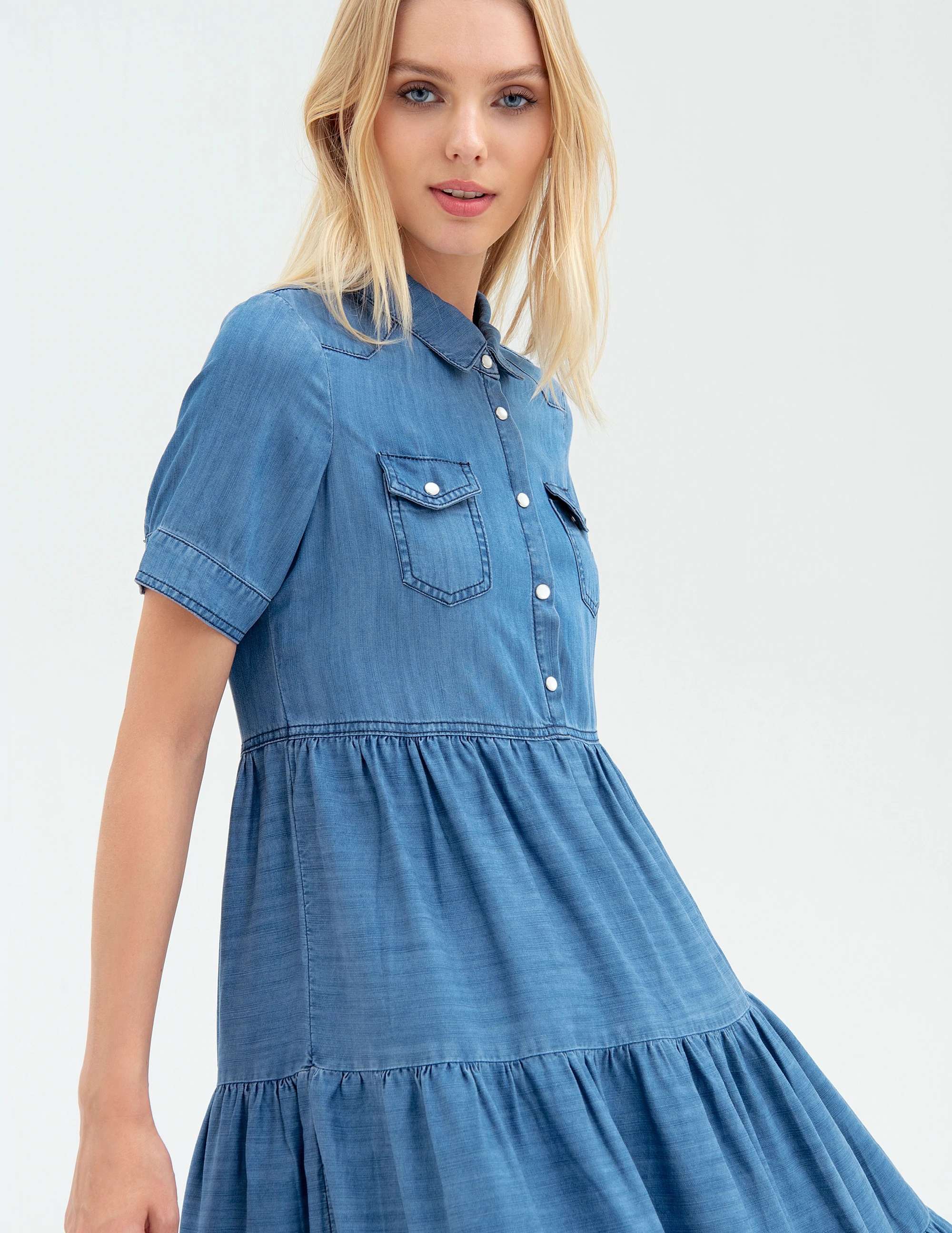 Fracomina vestito in jeans FR22SD4009D41502 vestito in denim ampio chambray  | eBay