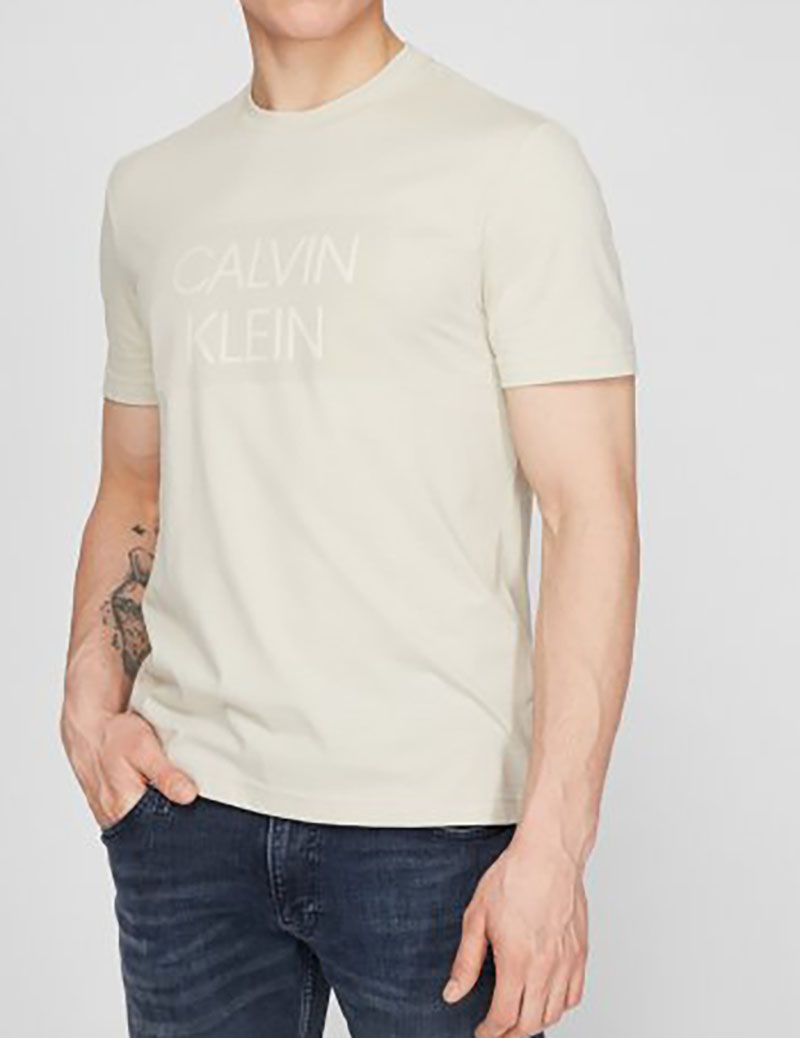 Calvin Klein T-shirt beige logo 3D K10K106496 maglietta uomo CK ultima Tg  XS NEW | eBay
