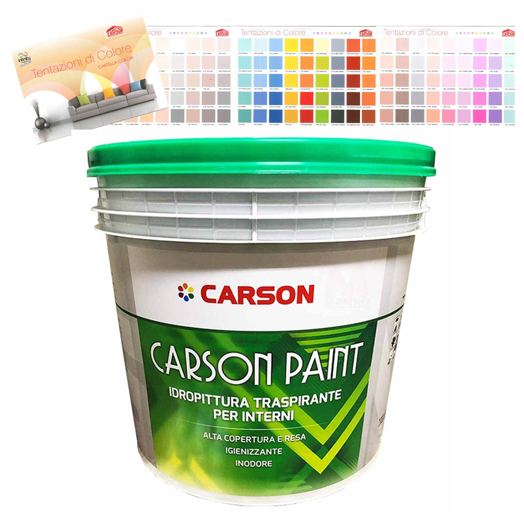 Pittura murale traspirante Muri Pareti Interni Idropittura coprente Carson Paint - Foto 195 di 202