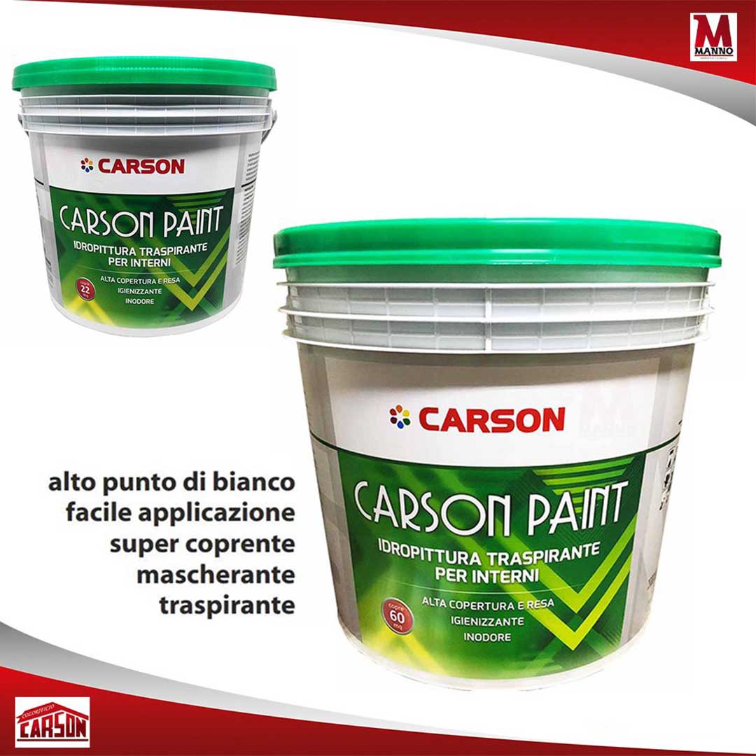 Pittura murale traspirante Muri Pareti Interni Idropittura coprente Carson Paint - Foto 12 di 202