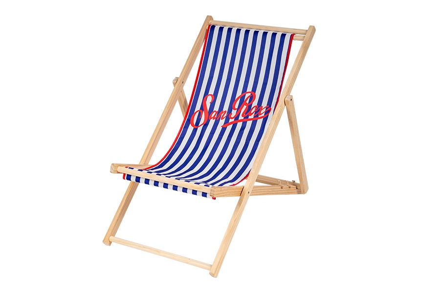 Sdraio in legno e poliestere colore blu pieghevole 58x89x90 cm - San Rox
