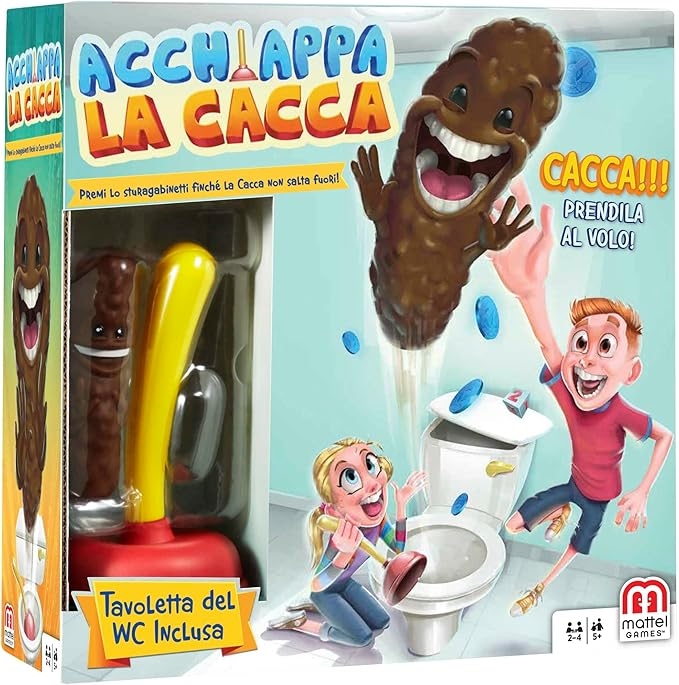 Mattel Games- Acchiappa la Cacca con Toilet Incluso, Gioco da Tavolo FWW30
