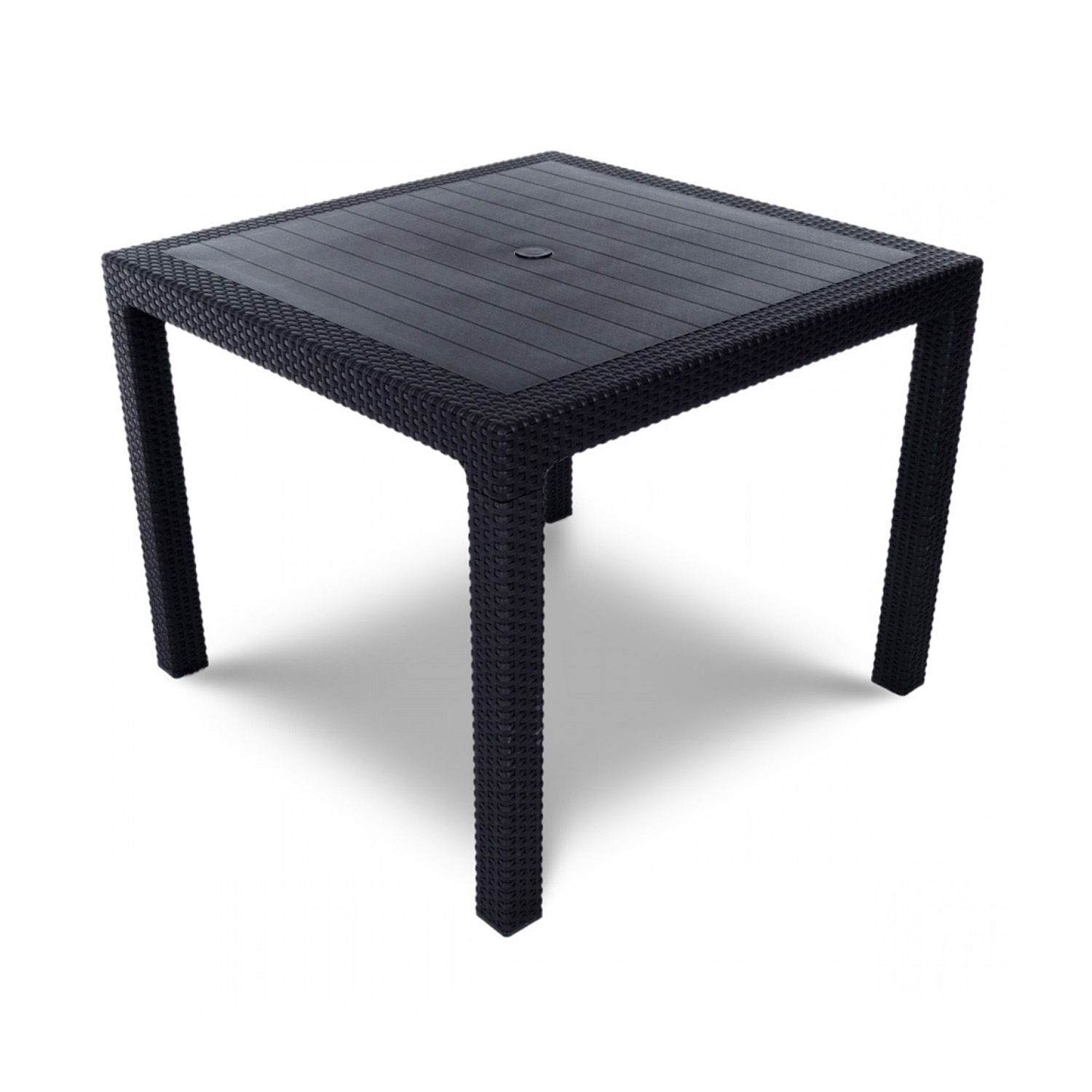 TAVOLO IN RESINA RATTAN GRAPHITE 100X100
