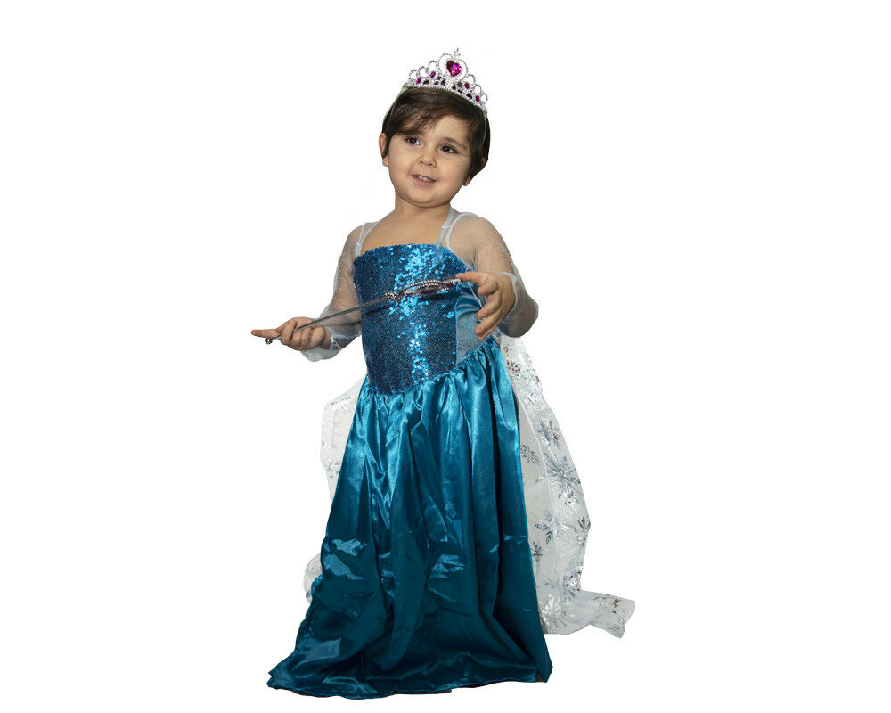 Costume Carnevale Elsa Principessa Del Ghiaccio Travestimento Bambina Frozen