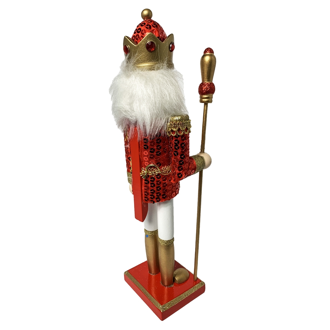 Fair Shop Schiaccianoci Soldato di Natale in Legno con Abito in Paillettes 30 cm Decorazioni Natalizie 