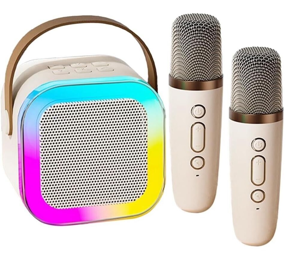 Cassa Bluetooth Speaker Portatile Karaoke 2 Microfoni Senza Fili Effetti Voce - Foto 9 di 10