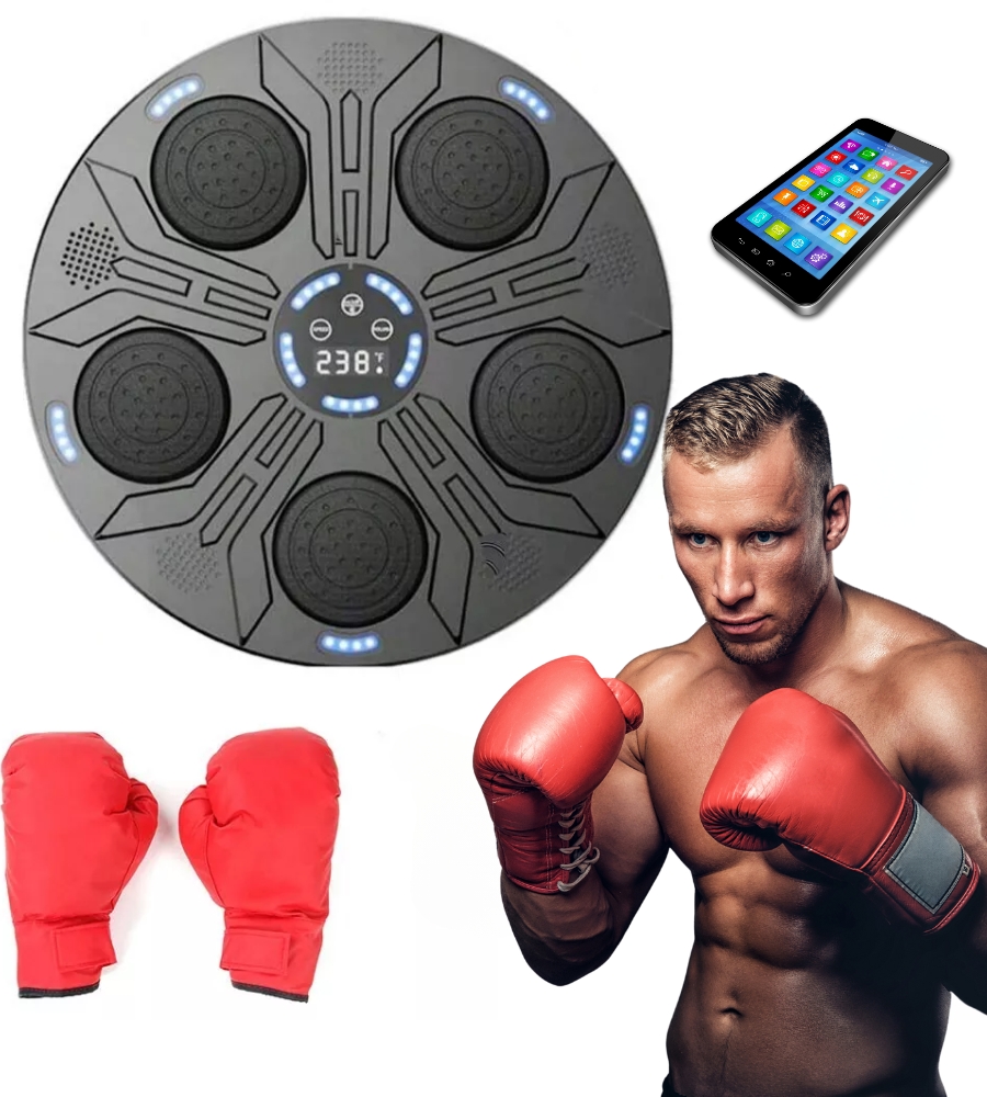 Pugilato Muro Musica, Macchina Da Pugilato Musicale Adulto, Music Boxing Machine, Macchina Boxe Musicale Adulto, Boxing Training A Parete per Allenamento Domestico (Nero: I guanti non sono inclusi