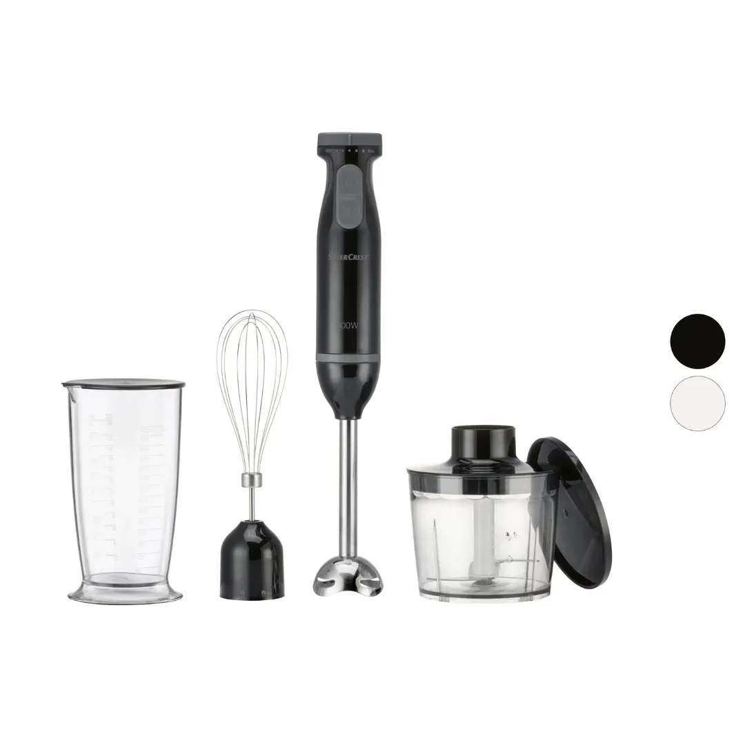 Frullatore A Immersione Salter Retro 3-in-1 – 600W, 2 Velocità, Frusta E Lame In Acciaio, Ciotola 500ml, Design Crema Vintage