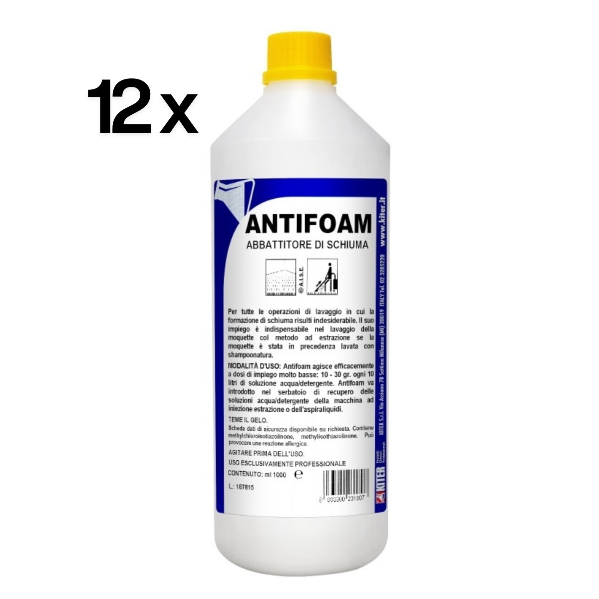 Antifoam 12 Pezzi x 1 L, Antischiuma Lavaggio Moquette Iniezione Estrazione | Kiter
