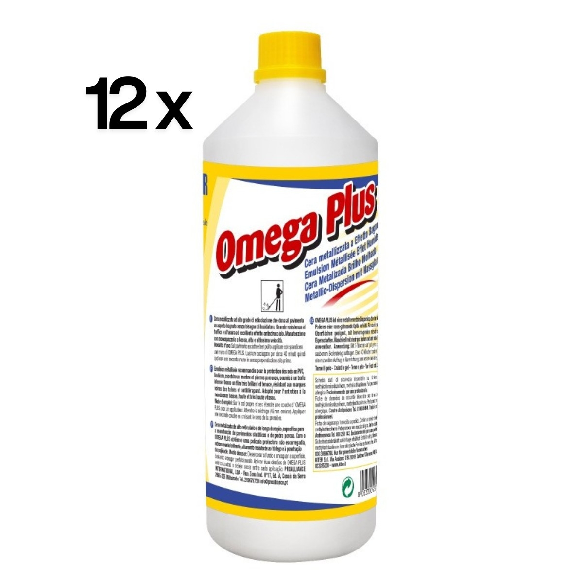 Omega Plus 12 Pezzi x 1 L, Cera Metallizzata Effetto Bagnato Antisdrucciolo | Kiter