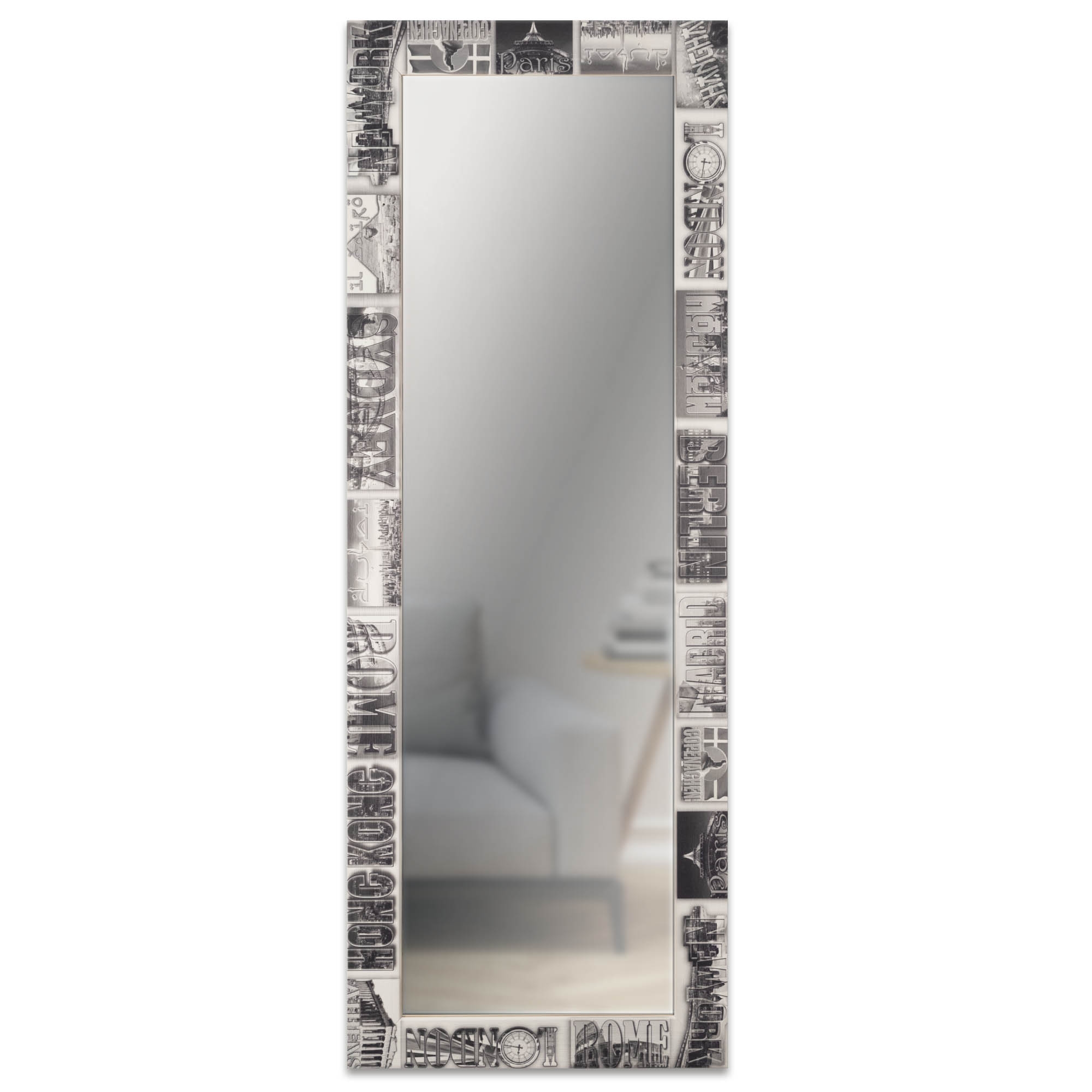Specchio da parete lungo moderno VOYAGER 44x127 cm con cornice stampata