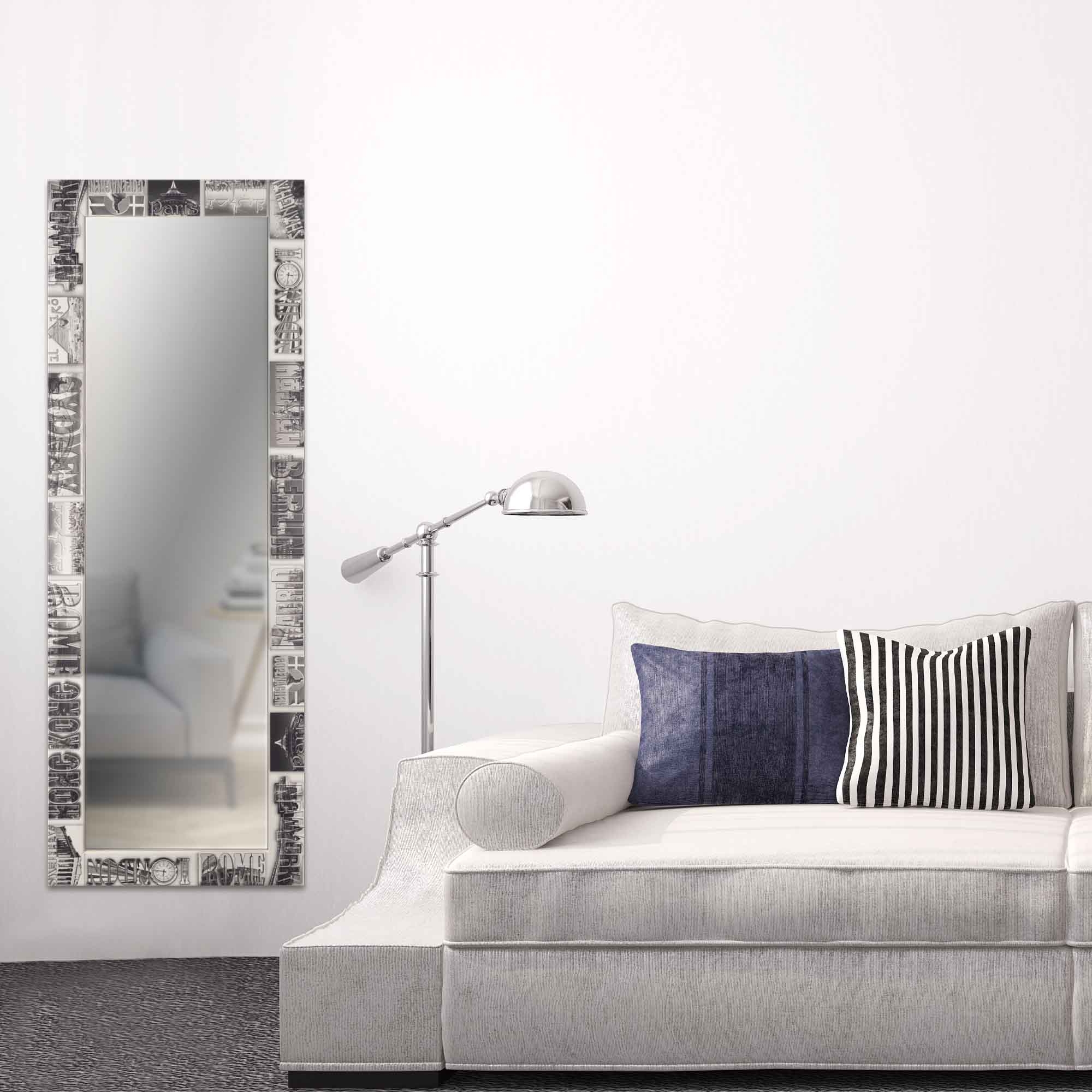 Il numero 1 del risparmio-SPECCHIO DA TERRA E DA PARETE CON STRUTTURA IN LEGNO E SUPPORTO PIEGHEVOLE, 37X43X156CM, NERO