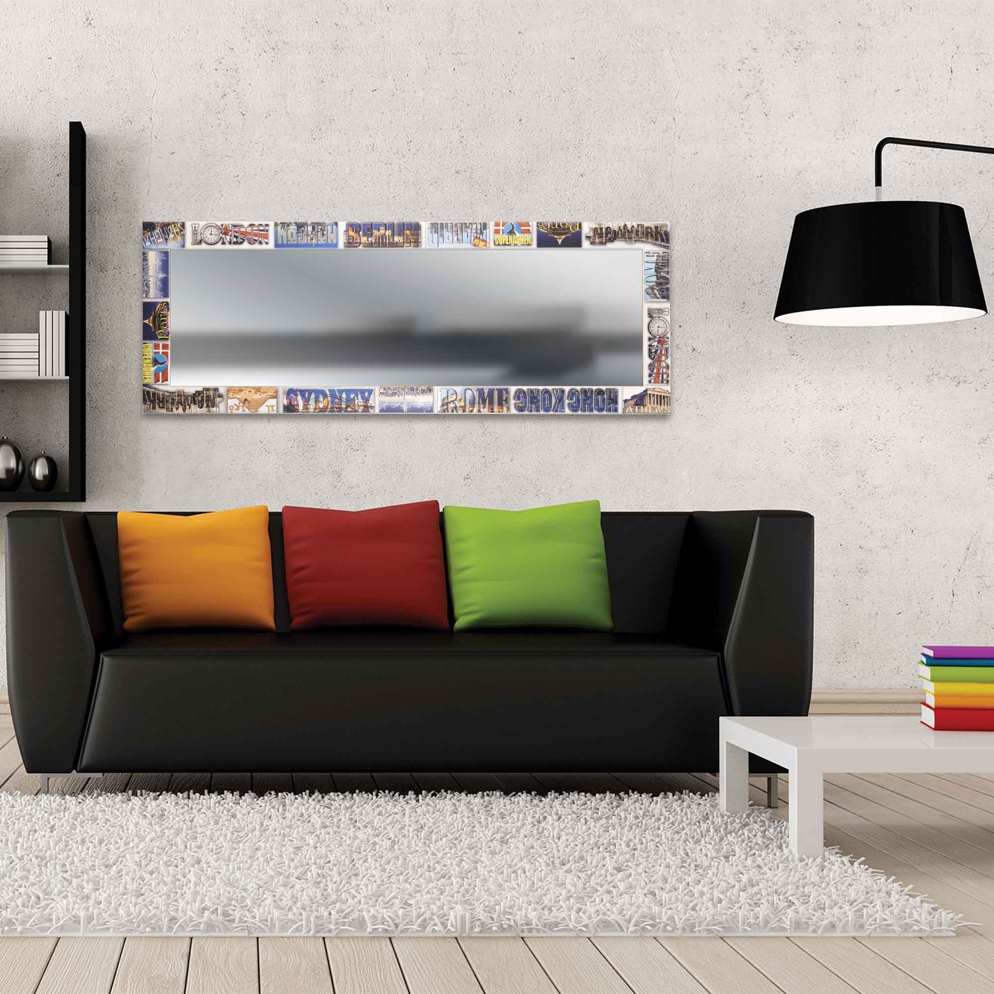 Specchio da parete lungo moderno LEVITATION 44x127 cm con cornice stampata