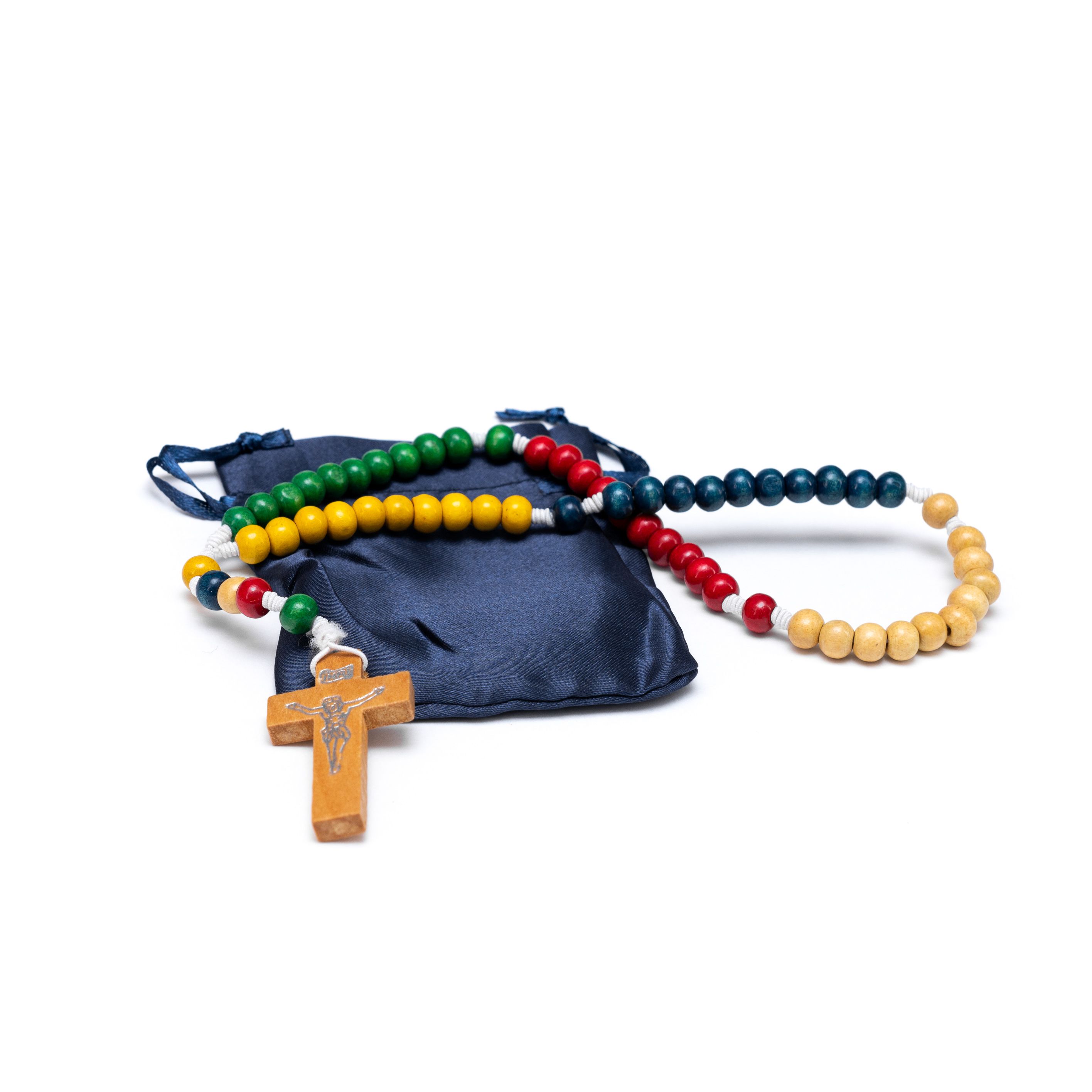 Rosario cattolico legno 5 colori Collana missionario di perle su corda  elasticiz