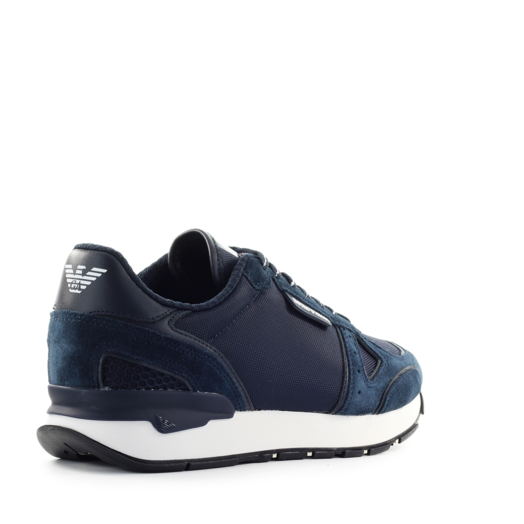 Men�s Shoes Emporio Armani Suède Mesh Navy Blue Sneaker
