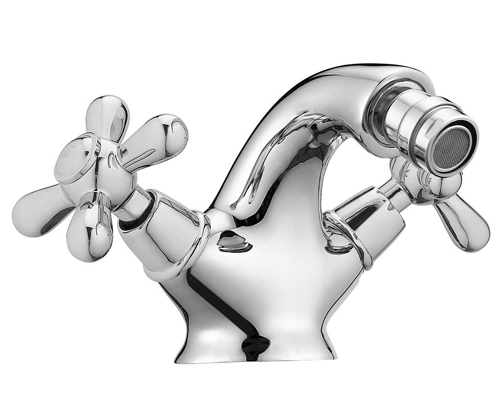 Rubinetto bidet vintage mangilie a stella completo cromato
