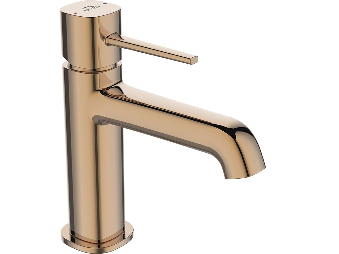 Miscelatore lavabo con scarico – design moderno in oro rosa