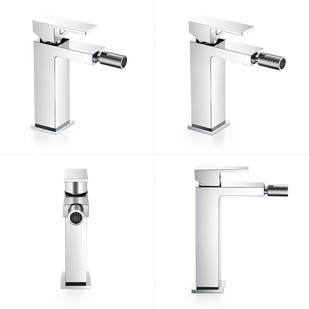 Miscelatore Stile Quadrato Bidet Cromato-image