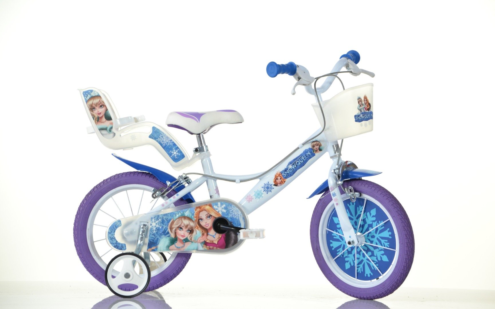 Image of SCH SNOW QUEEN 14&quot;, bicicletta per bambini, adatta tra i 4 e i 6 anni, per altezza tra 100 e 120 cm, con cestino, trombe