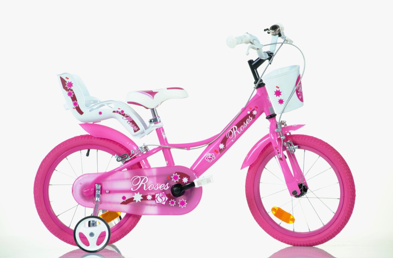 SCH ROSES 16, bicicletta per bambini, adatta ad etÃ  tra i 5 e i 7 anni, per altezza tra 105 e 135 cm, con cestino, c